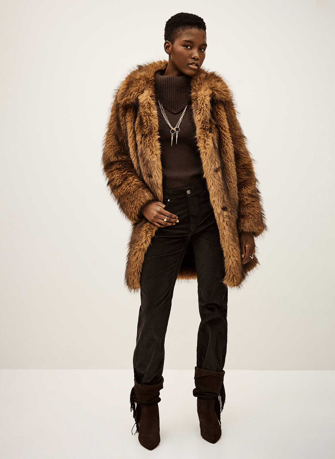Manteau droit en fourrure synthétique lestor BA&SH Marron