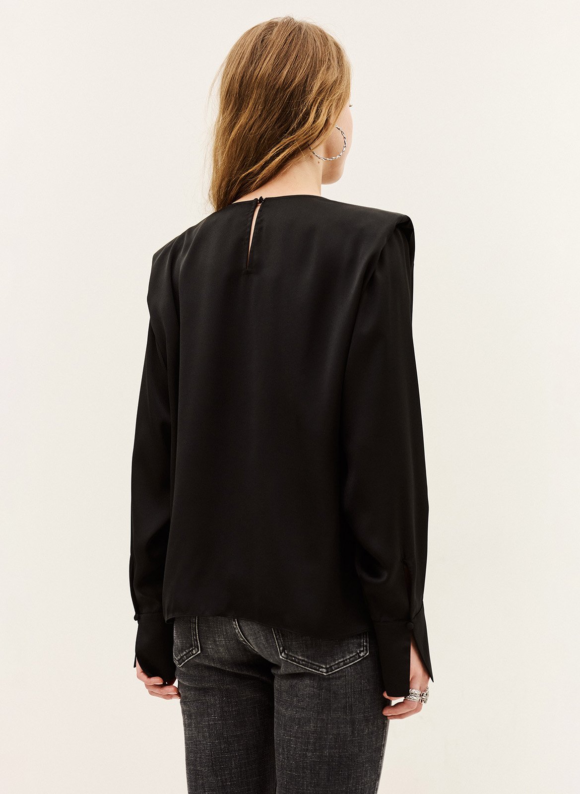 Blouse met lange mouwen in effen Cadie BA&SH Zwart