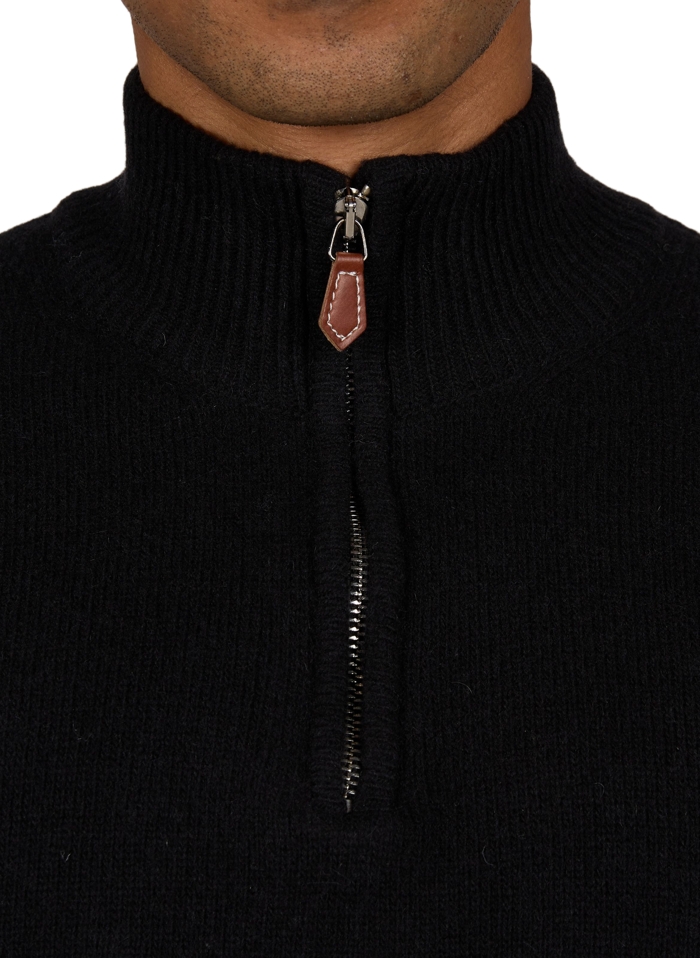 Zippered wool blend sweater. 1789 CALA Black