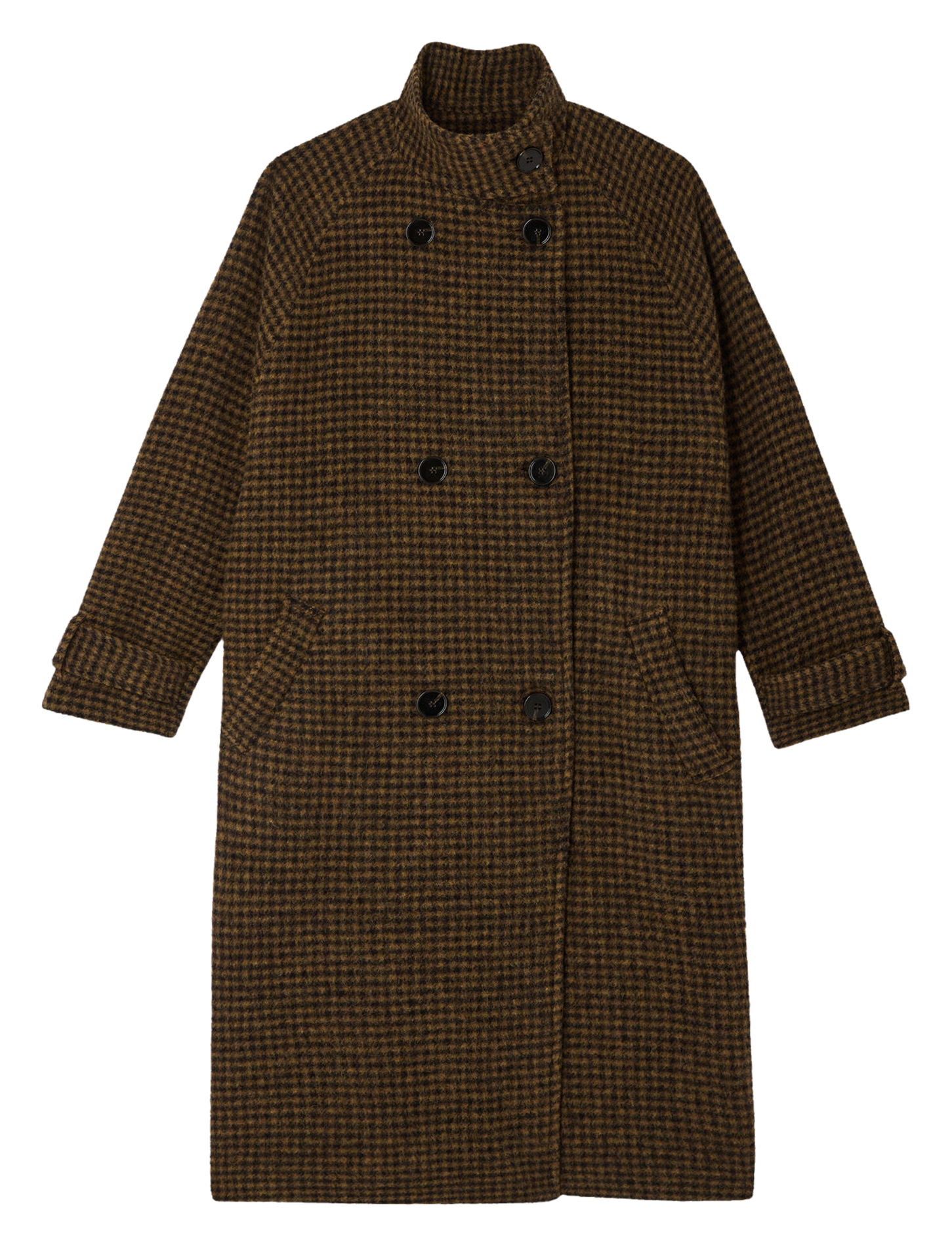 Manteau col montant en laine mélangée bleechecks SESSUN Marron