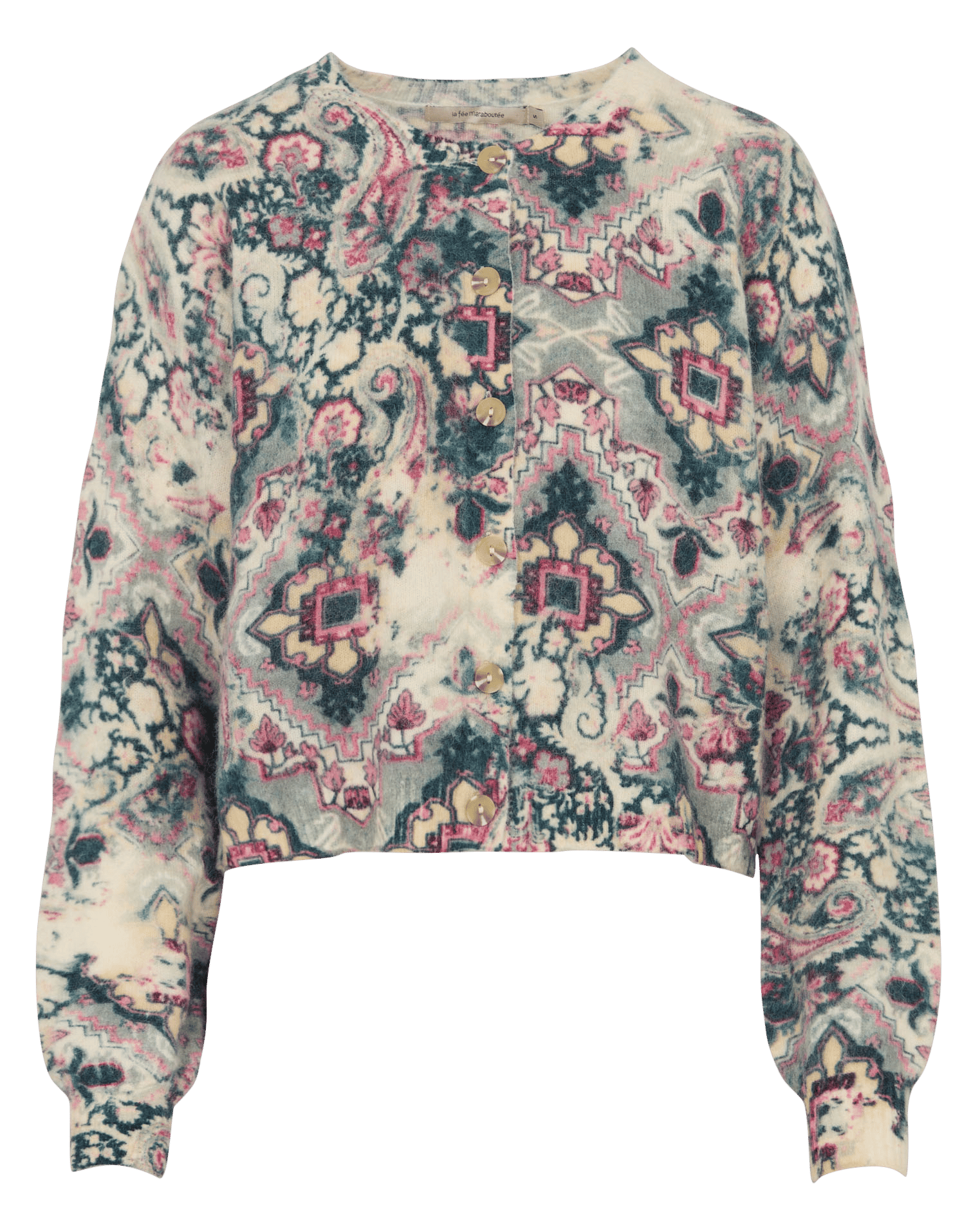 Ruimvallend vest met print van een wolmix LA FEE MARABOUTEE Wit