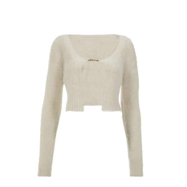 Jacquemus La Maille Neve Fluffy Cardigan In White
