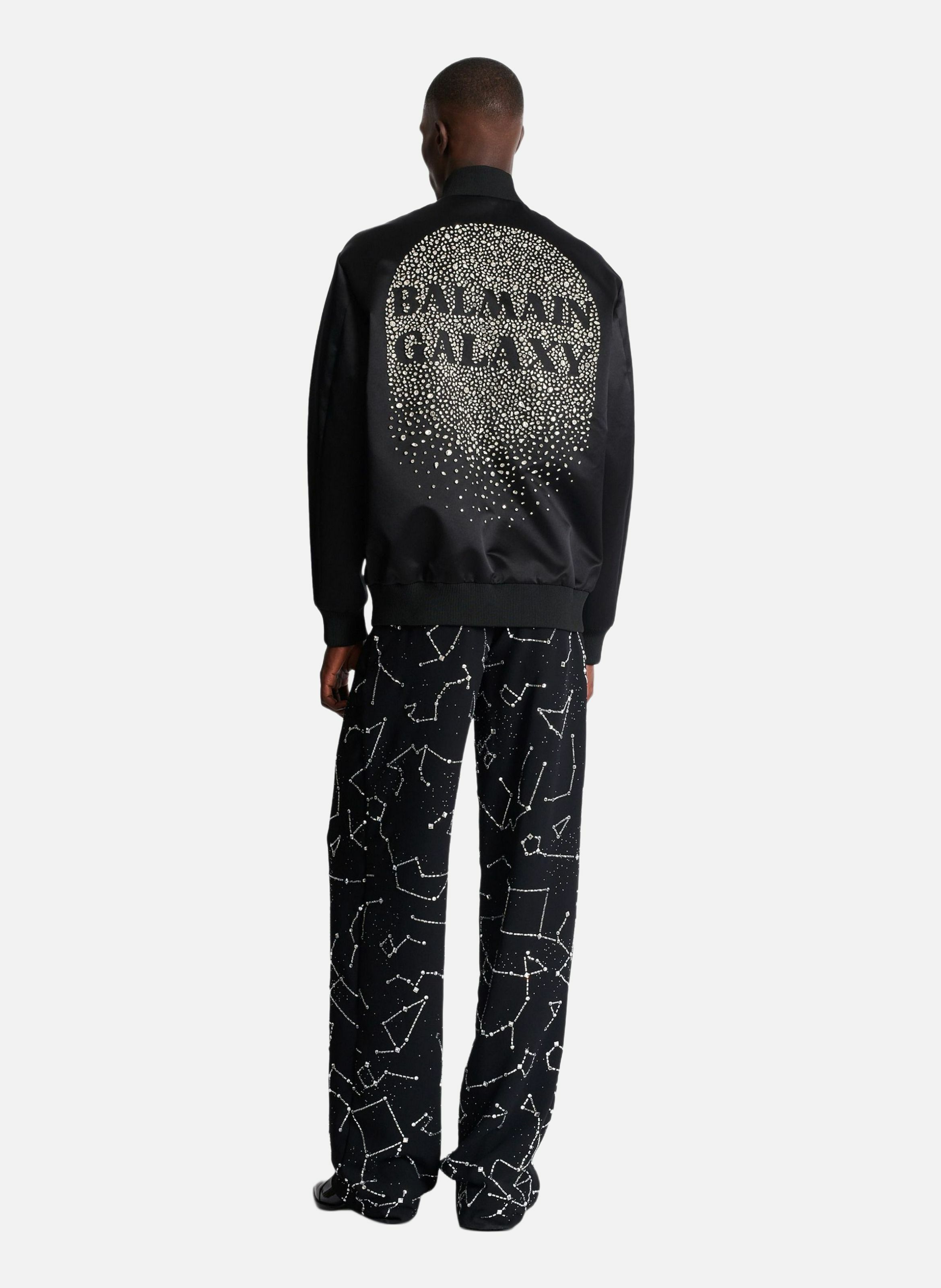 Bomber en satin brodé motif balmain galaxy BALMAIN Argent