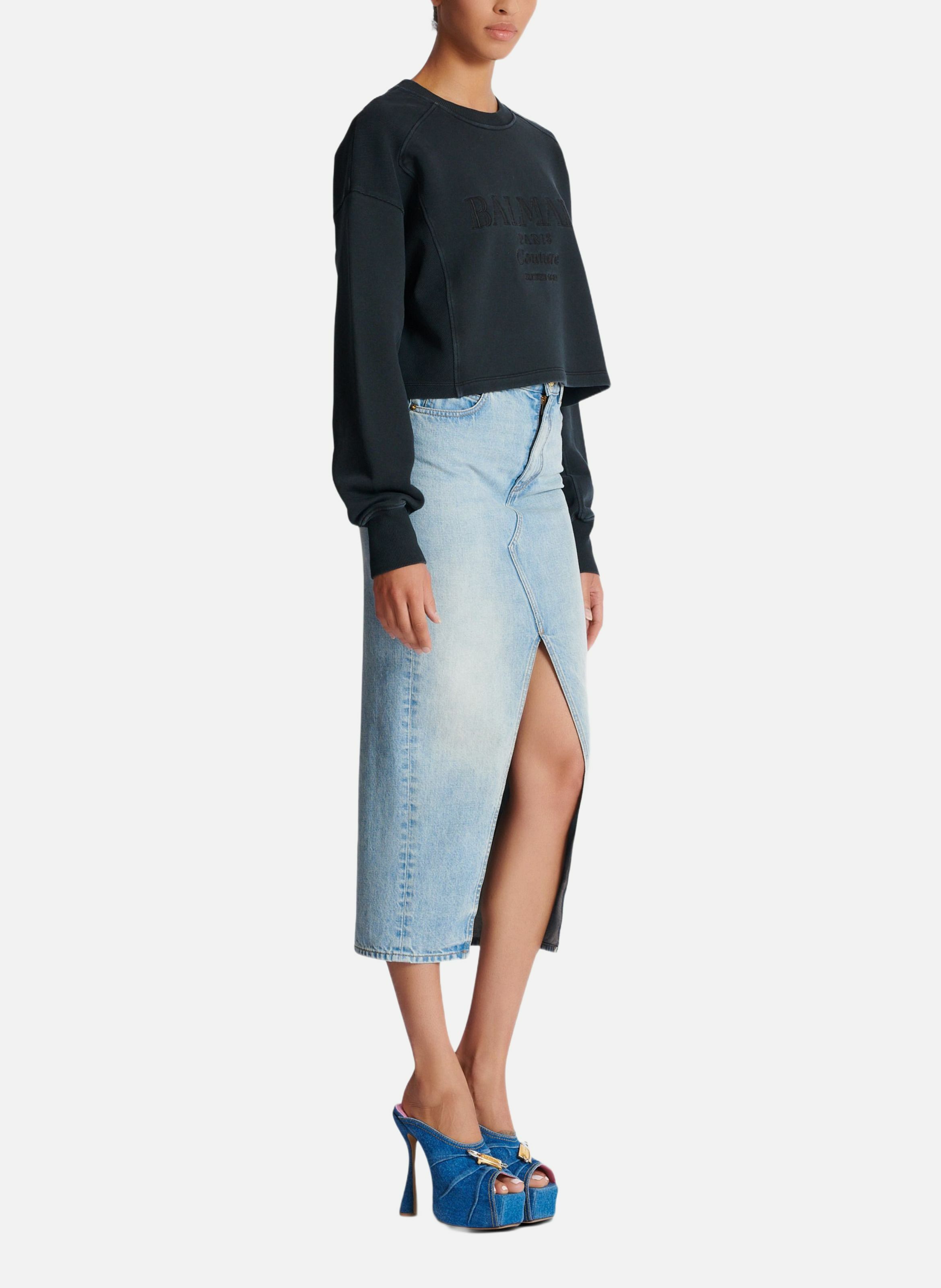 Sweatshirt brodé balmain couture BALMAIN Gris