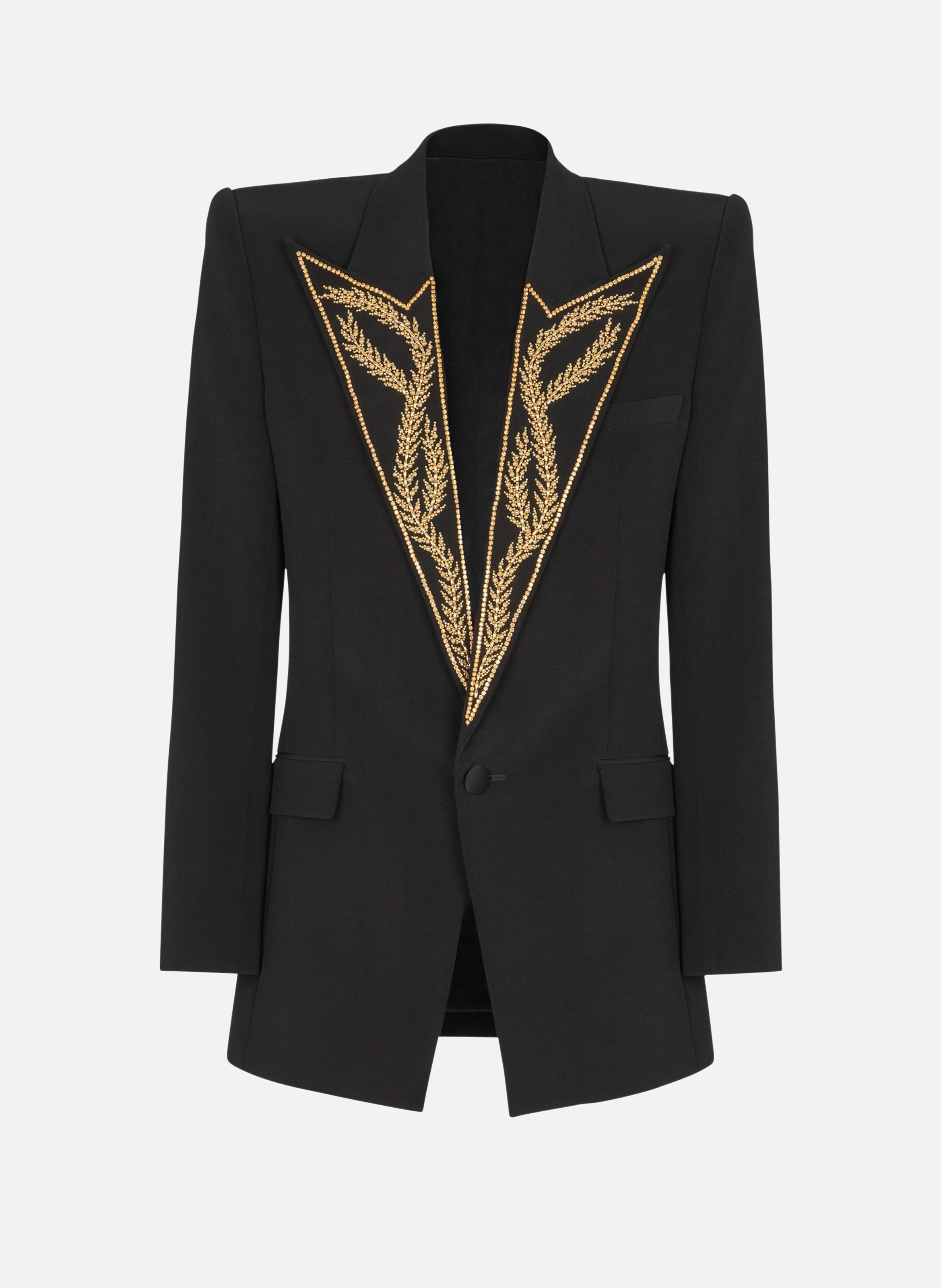 Veste 1 bouton à col brodé BALMAIN Noir