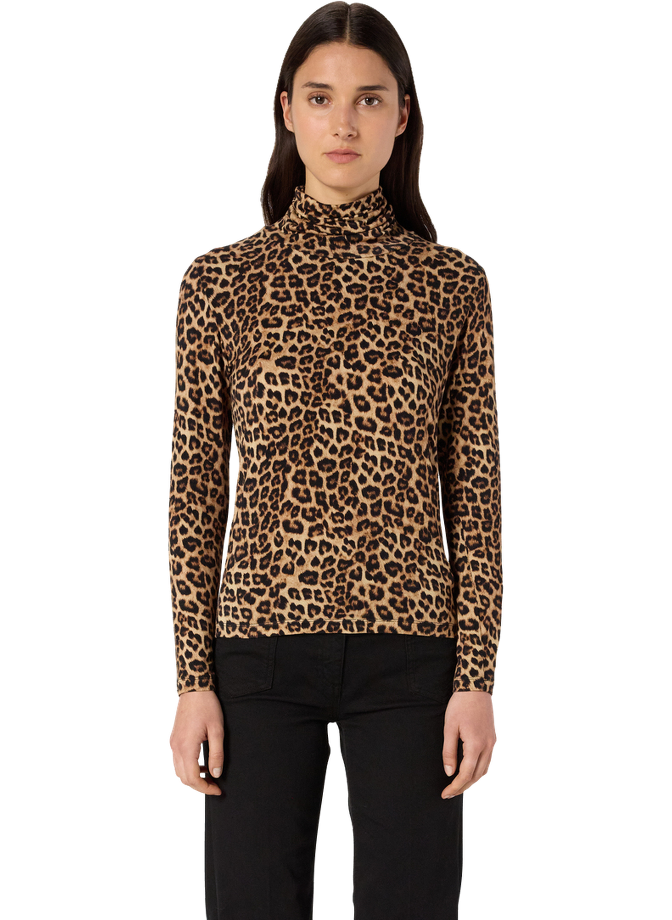 Col montant imprimé léopard - helene GERARD DAREL Marron