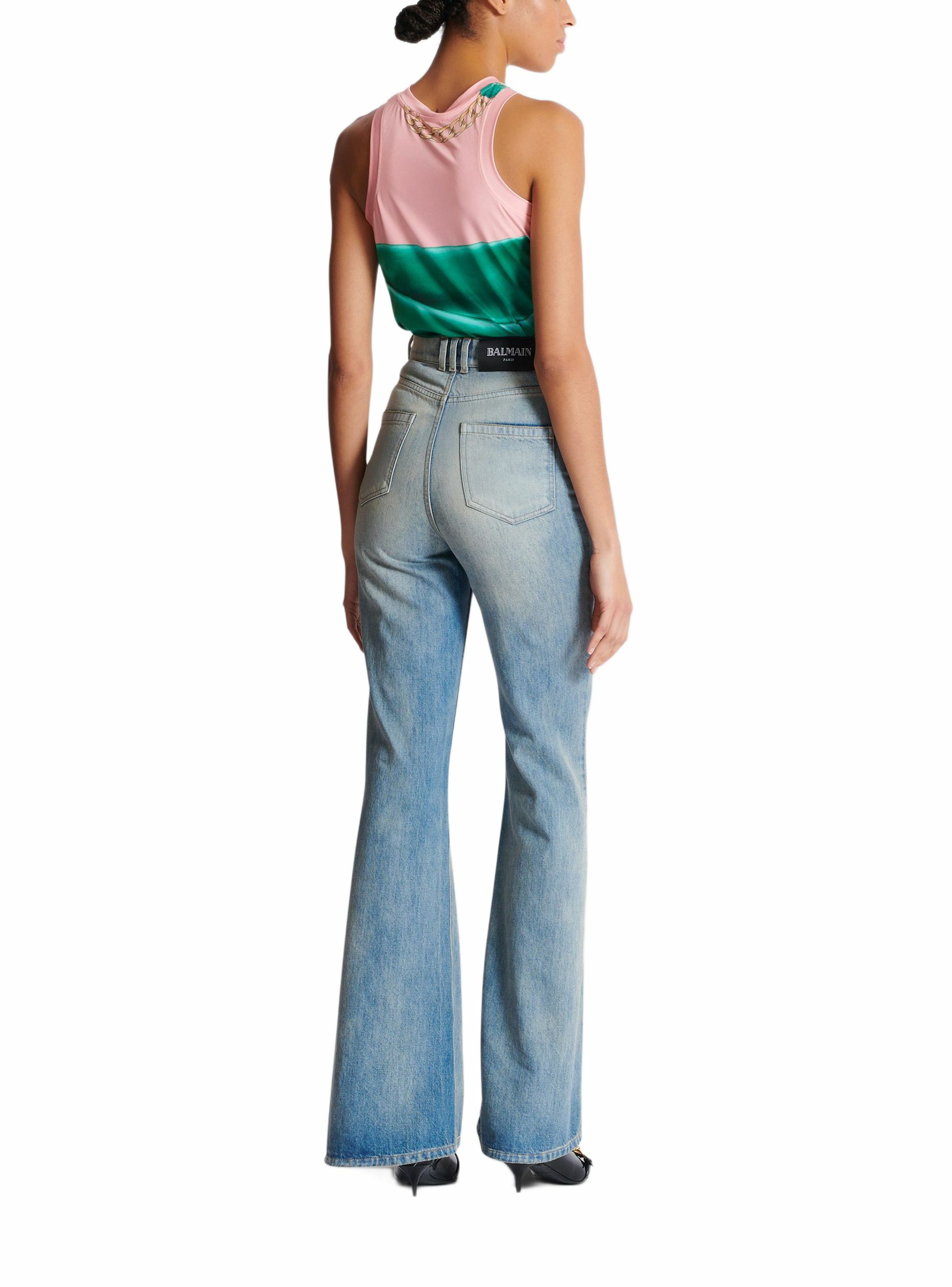 Jean évasé en denim BALMAIN Bleu