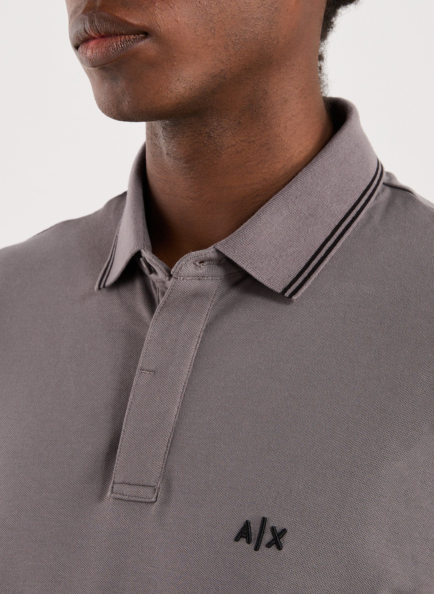 Polo manches courtes en coton mélangé Marron