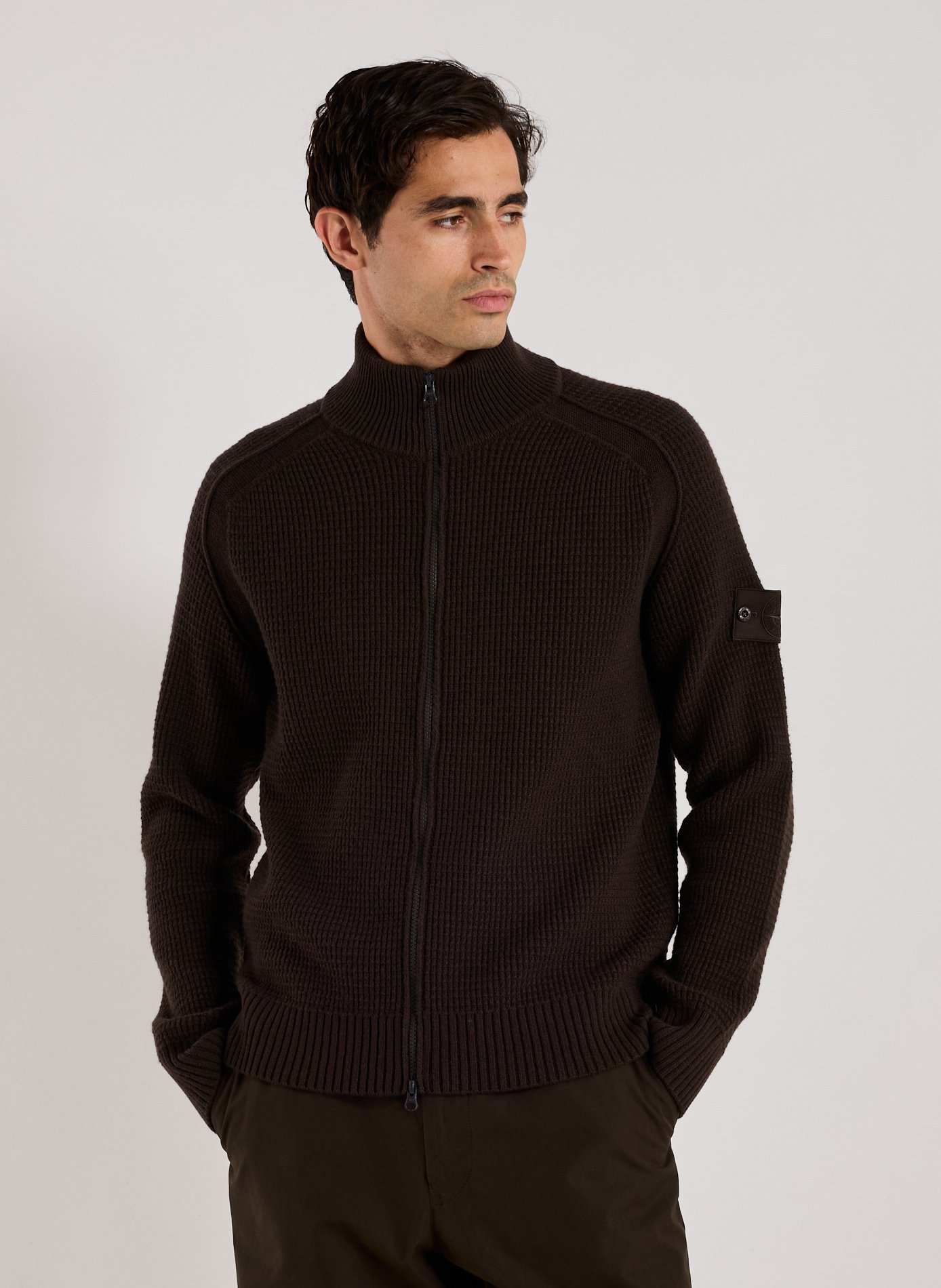 STONE ISLAND Wool cardigan Brown