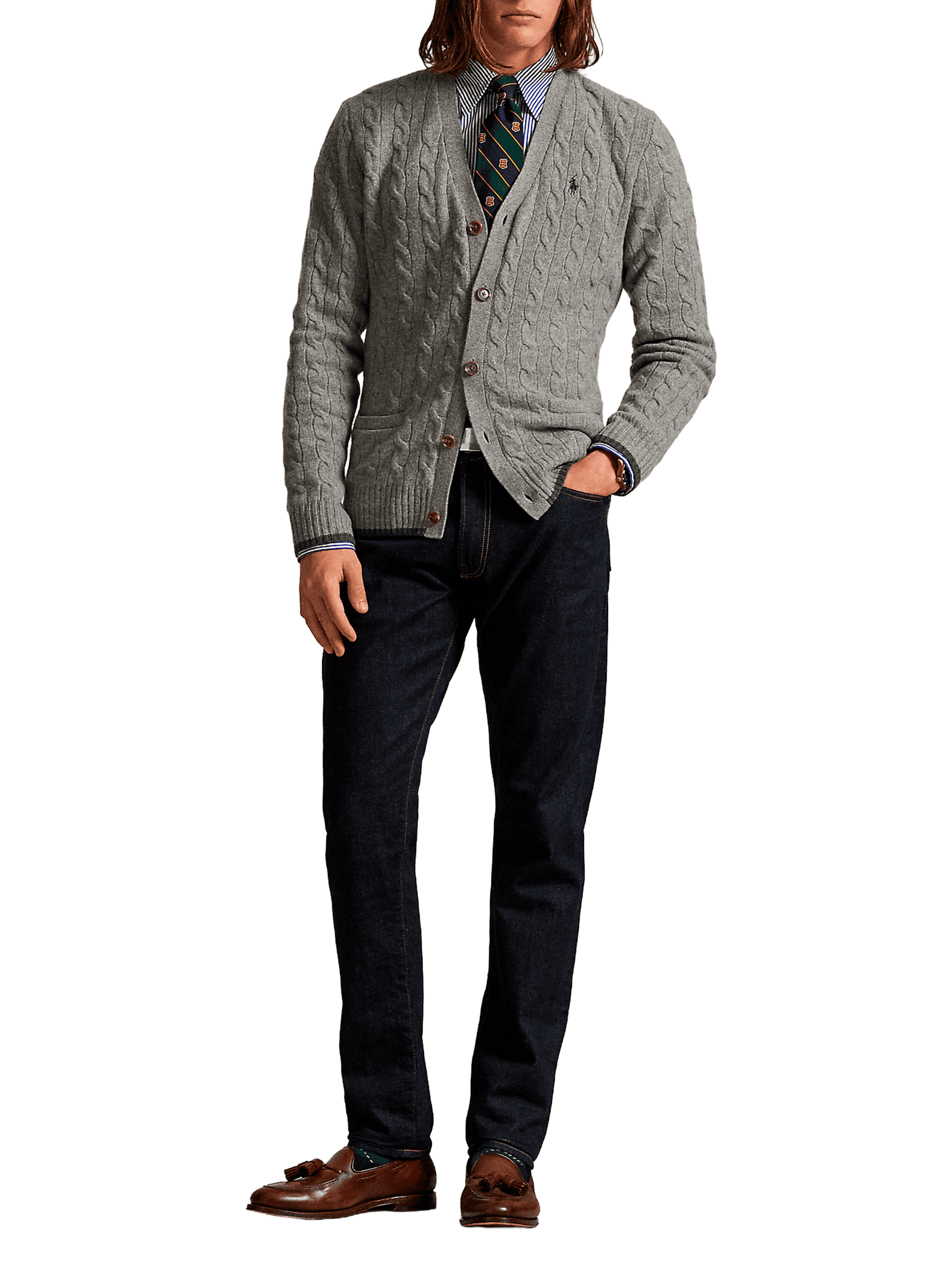 Gilet en laine et cachemire POLO RALPH LAUREN Gris