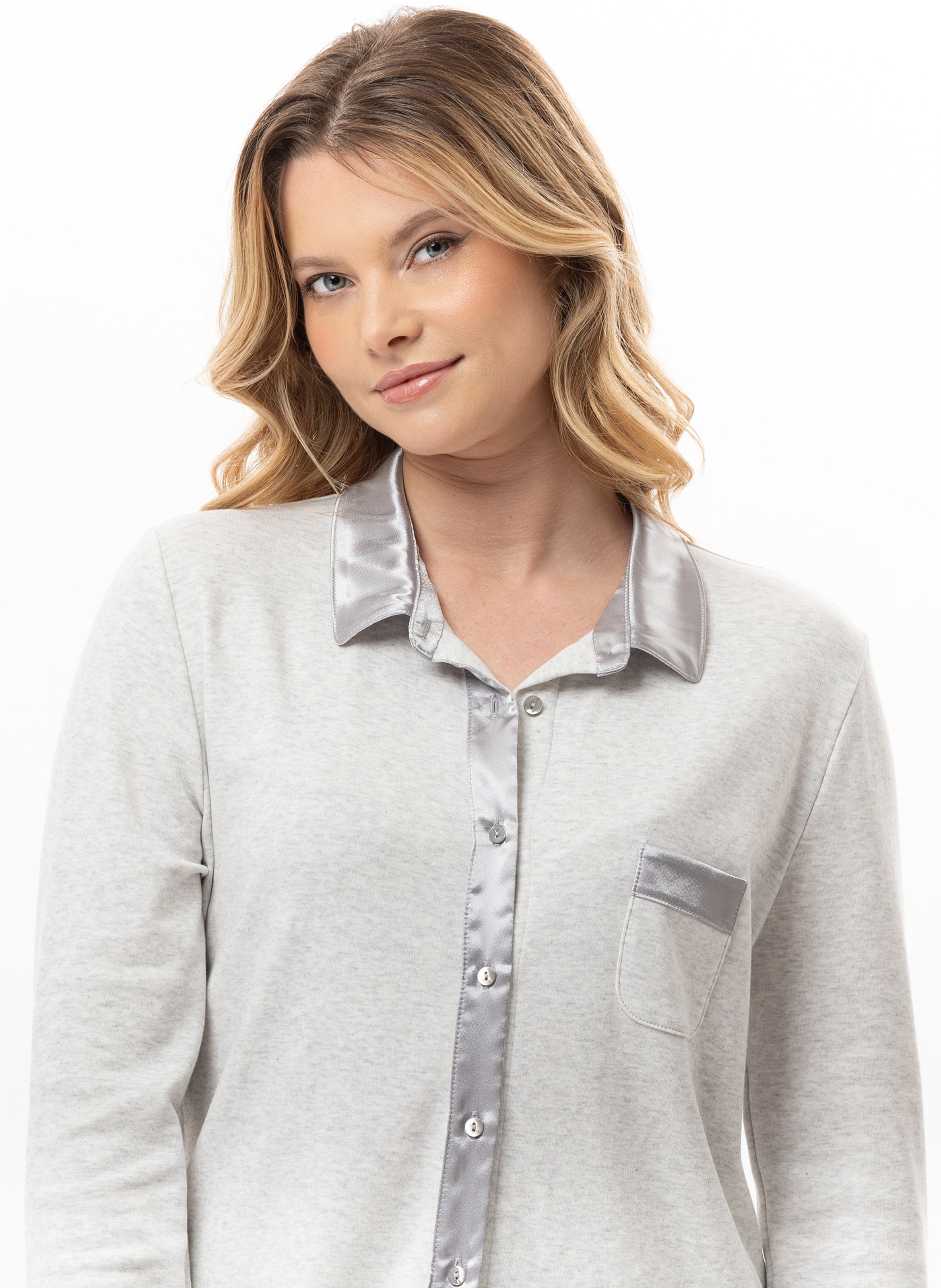 Pyjama boutonné en coton andy 106 LE CHAT Gris