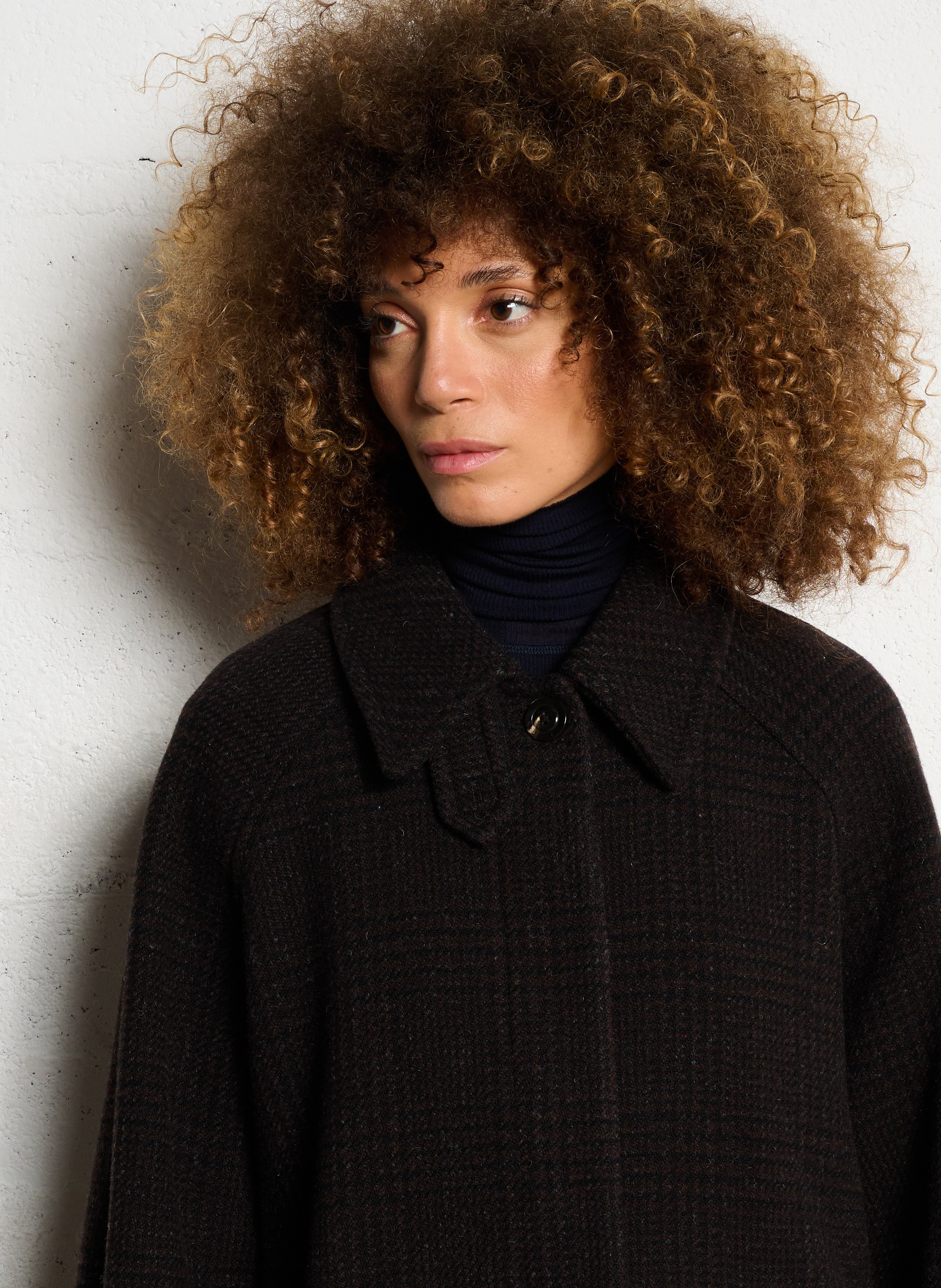 Manteau oversize en laine imprimé berlin SOEUR Marron