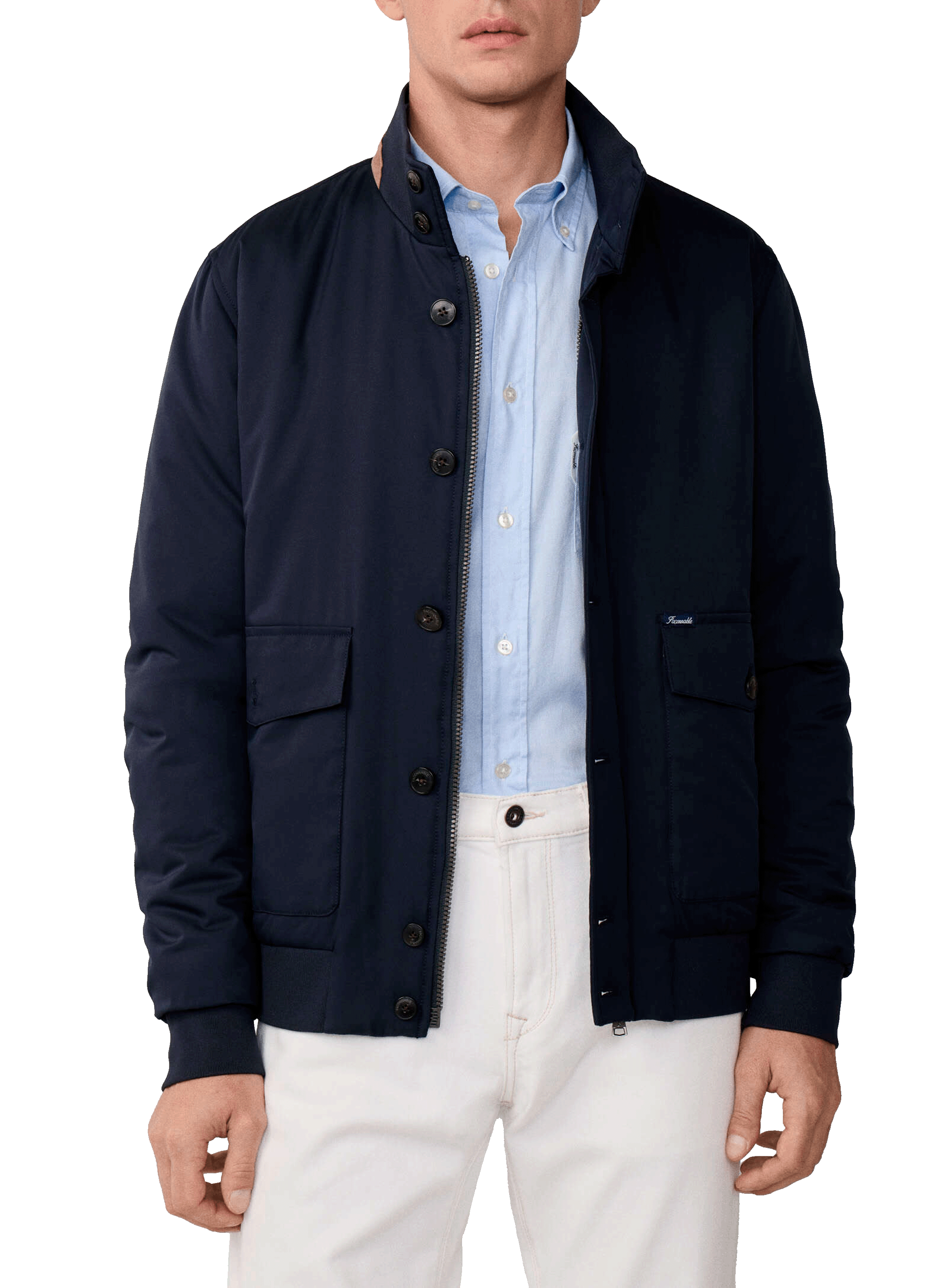FACONNABLE Blouson à col montant Blue