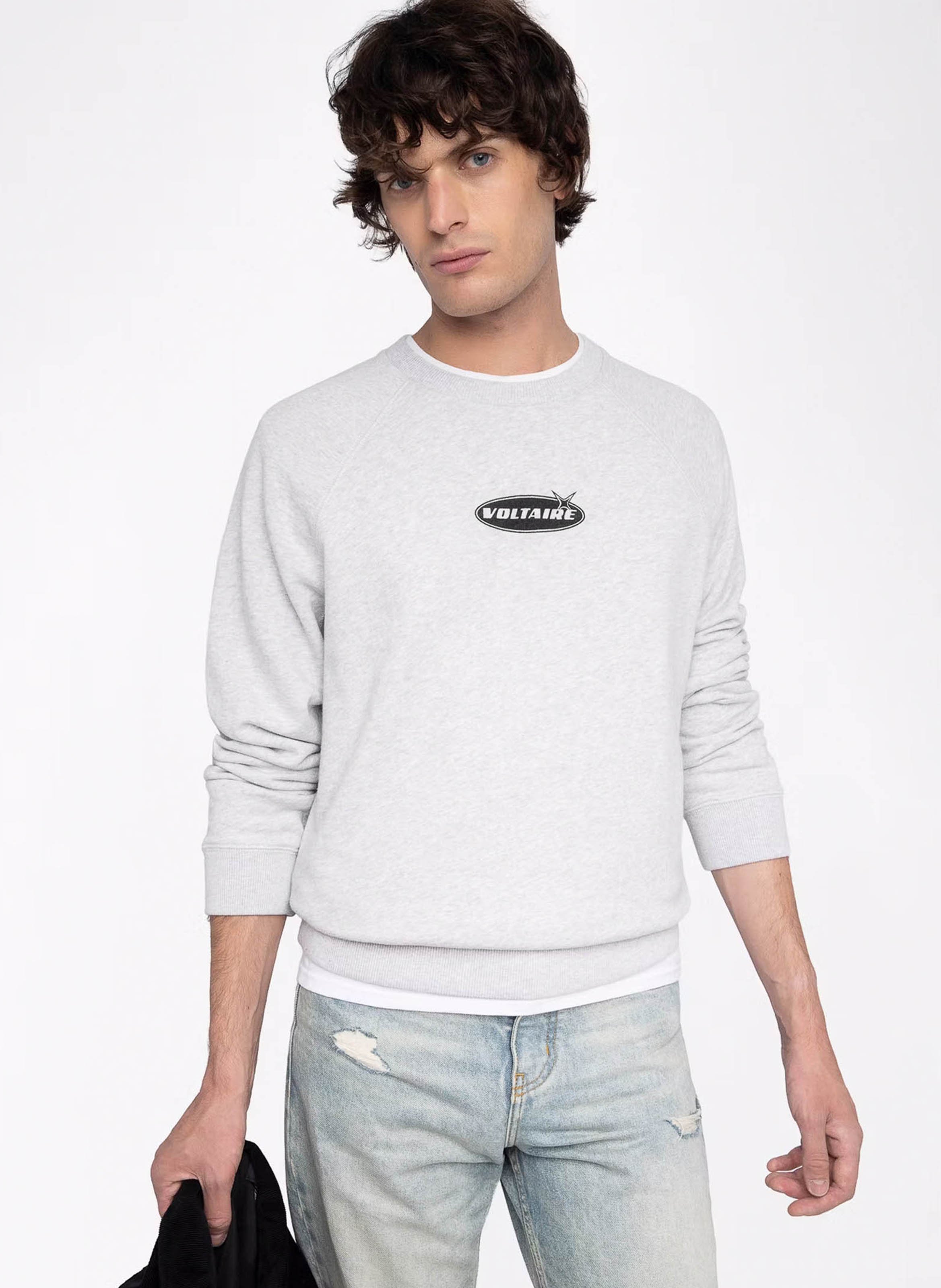 Sweat droit col rond en coton uppy ZADIG&VOLTAIRE Gris