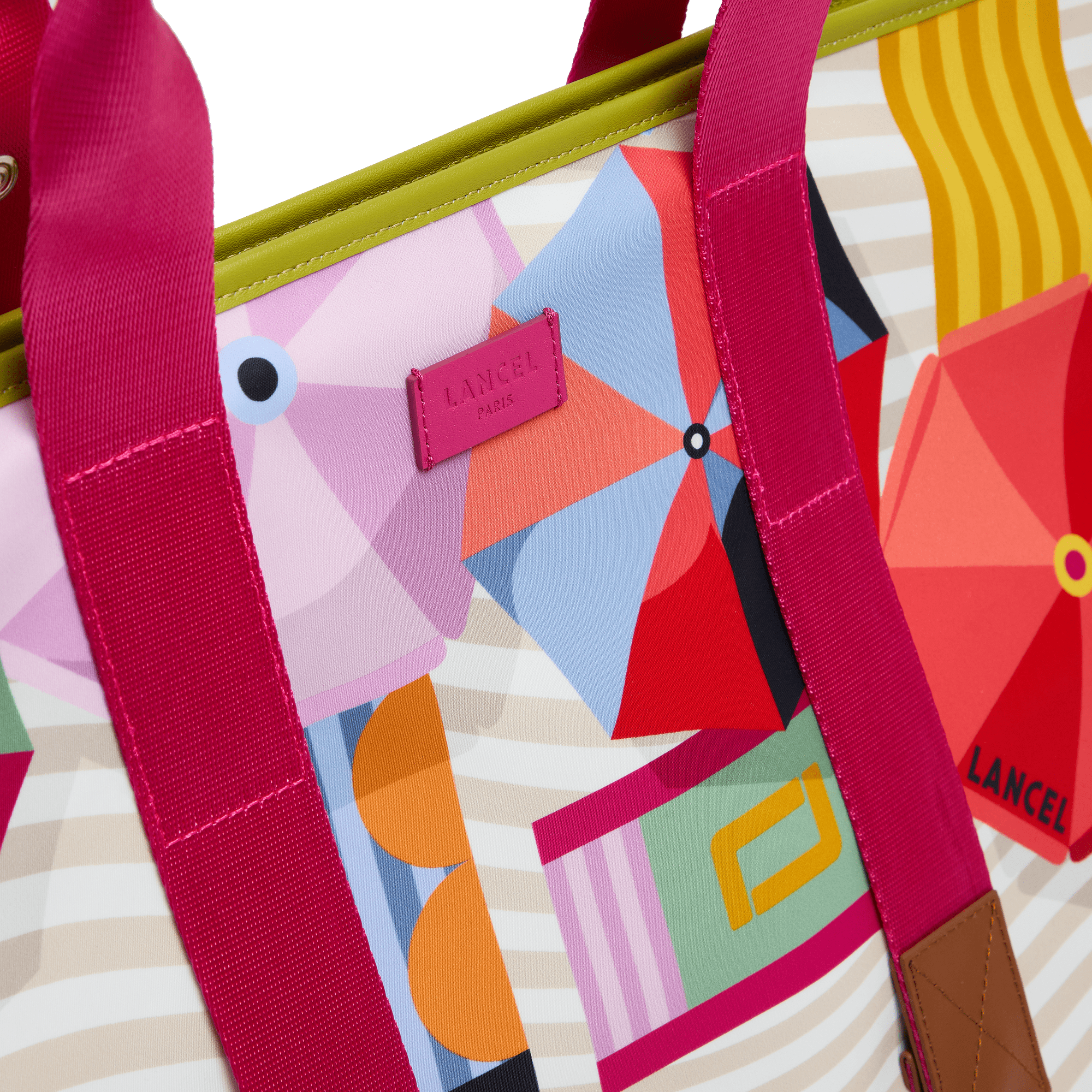 Sac cabas zippé l mistral rollable de lancel en nylon LANCEL Rose