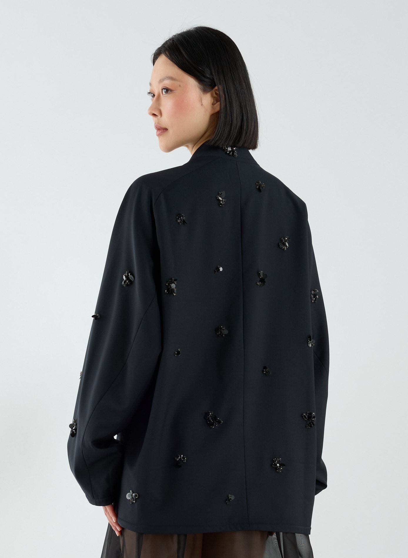 Veste droite col V à perles TIBI Bleu