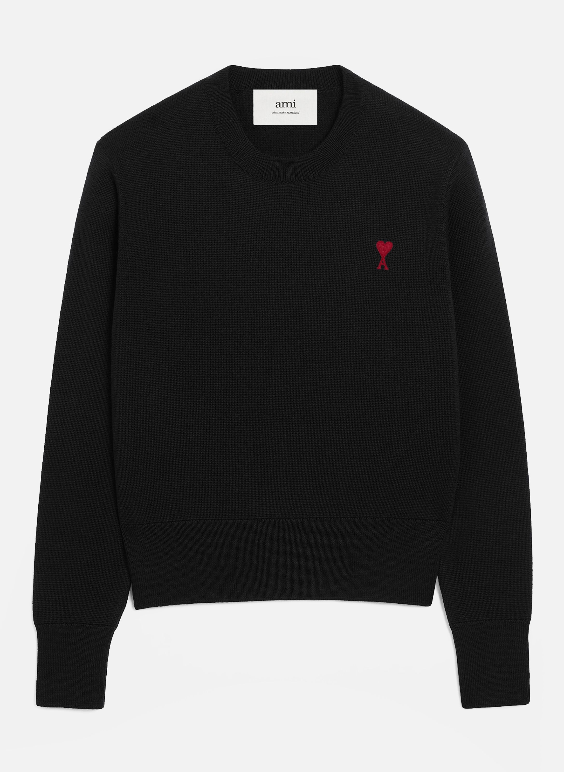 Pull col rond ami de coeur en laine AMI PARIS Noir