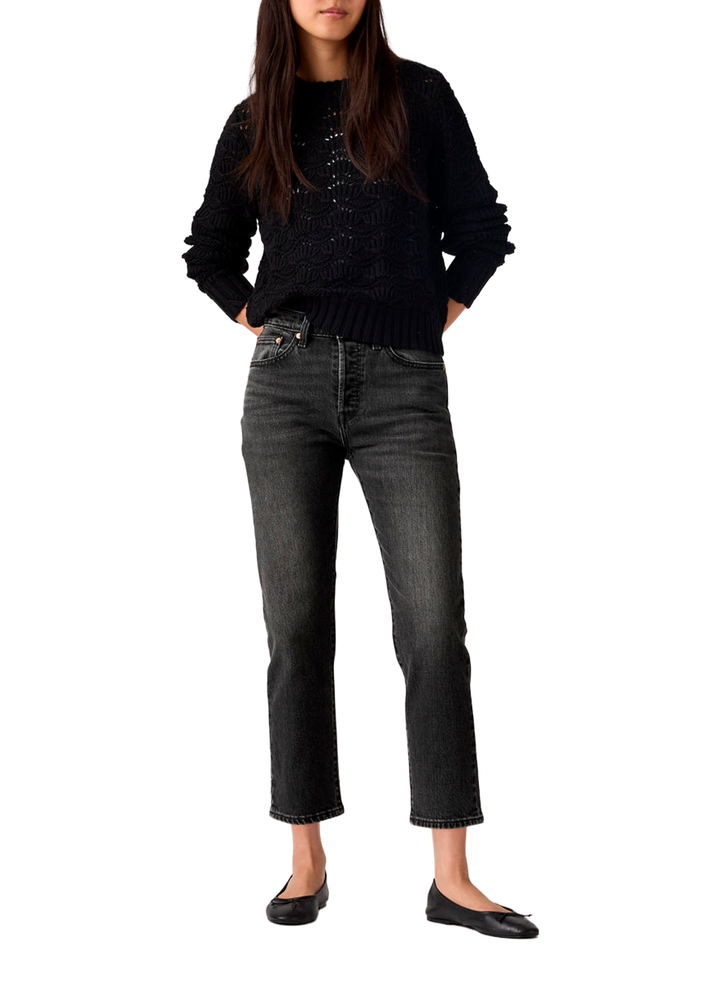 Jean droit 501 en coton LEVI'S Noir