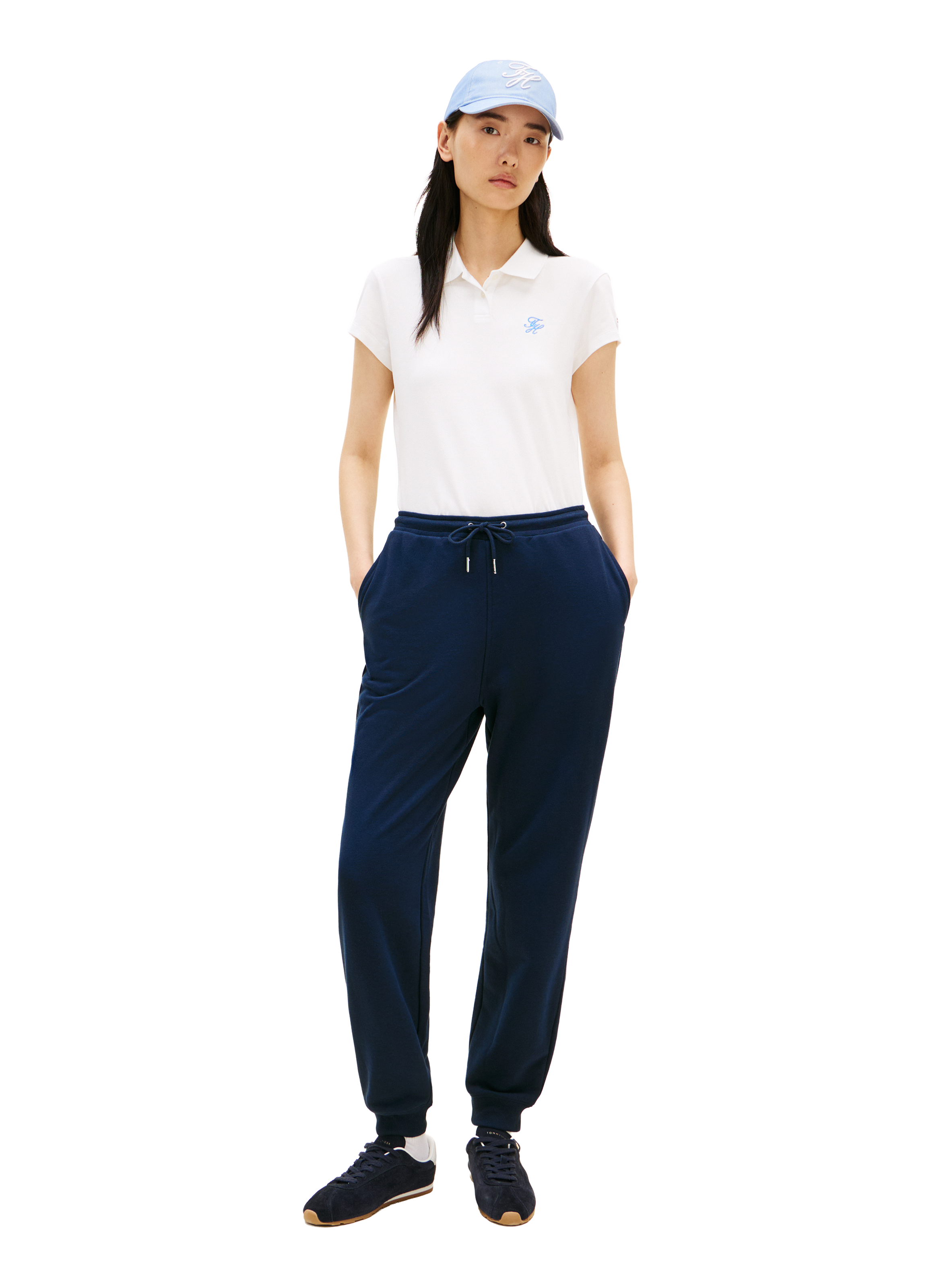 Polo slim brodé en coton mélangé TOMMY HILFIGER Blanc