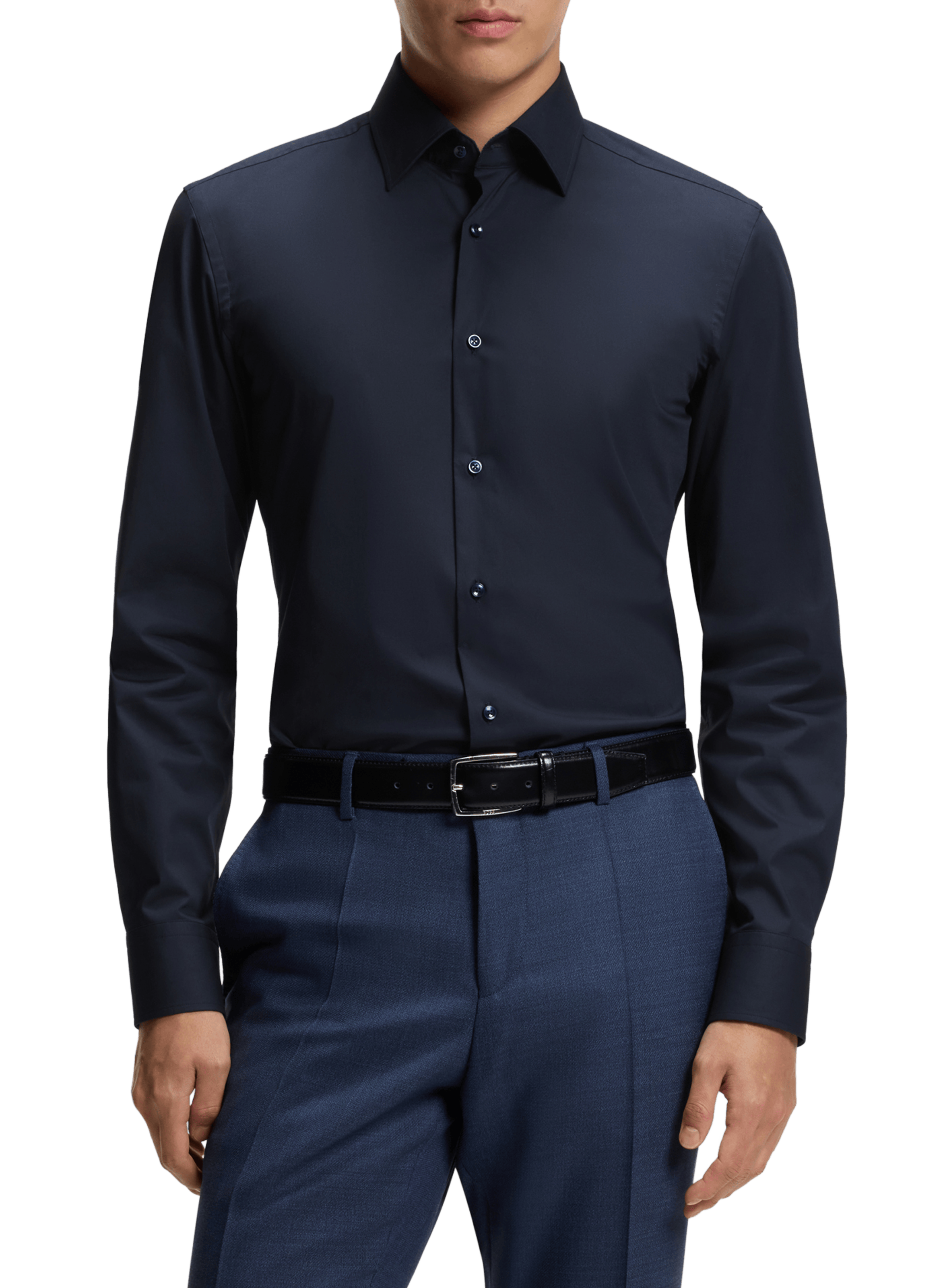 <p> Camicia slim in popeline di cotone stretch facile da stirare </p> BOSS Blu