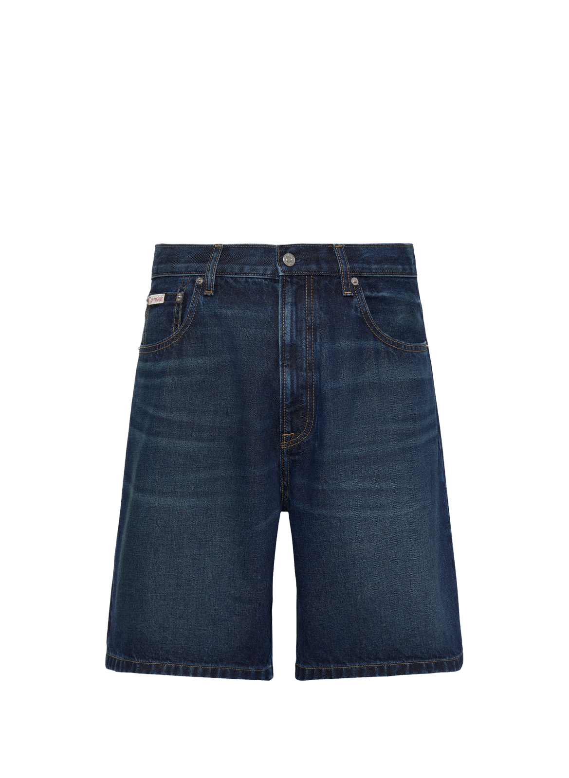 Bermuda droit en denim de coton CALVIN KLEIN Bleu