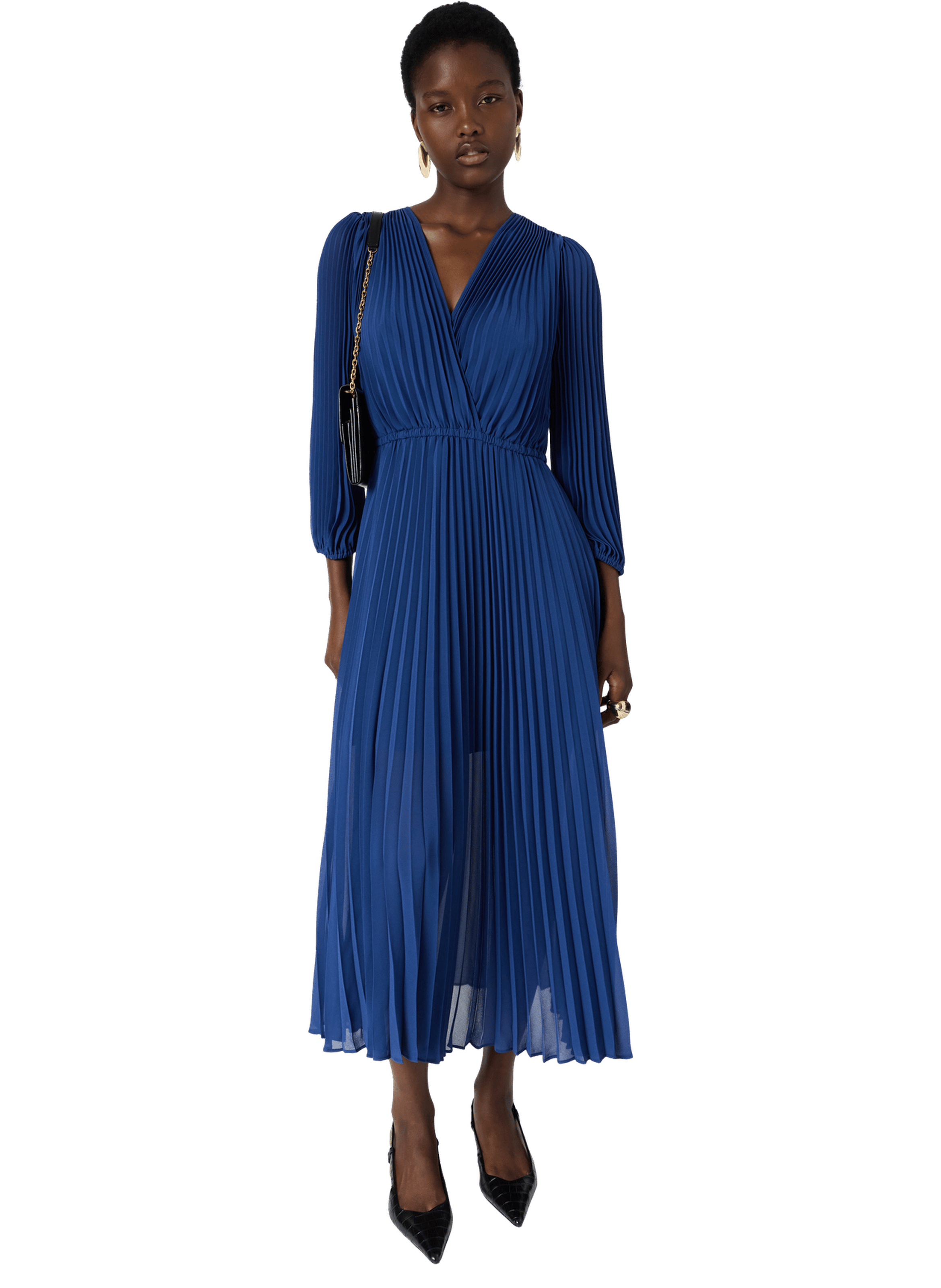 Robe longue plissée - rayna GERARD DAREL Bleu