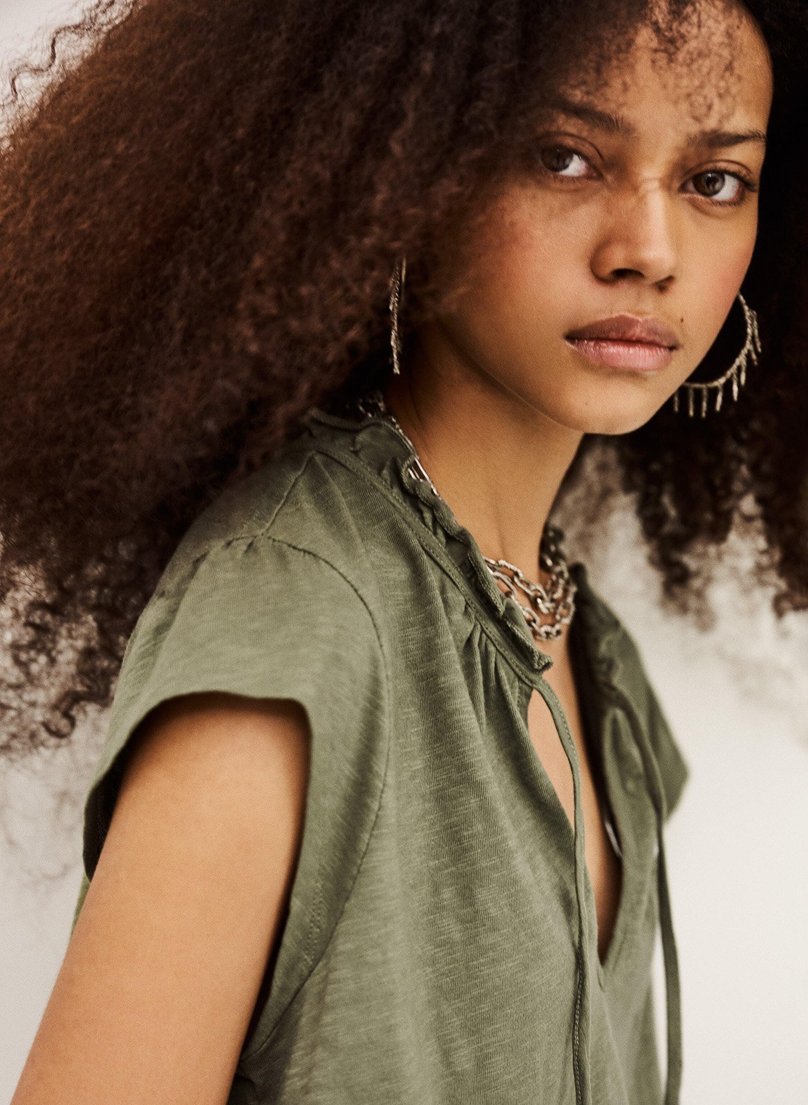 Tee-shirt col rond en coton very BA&SH Kaki