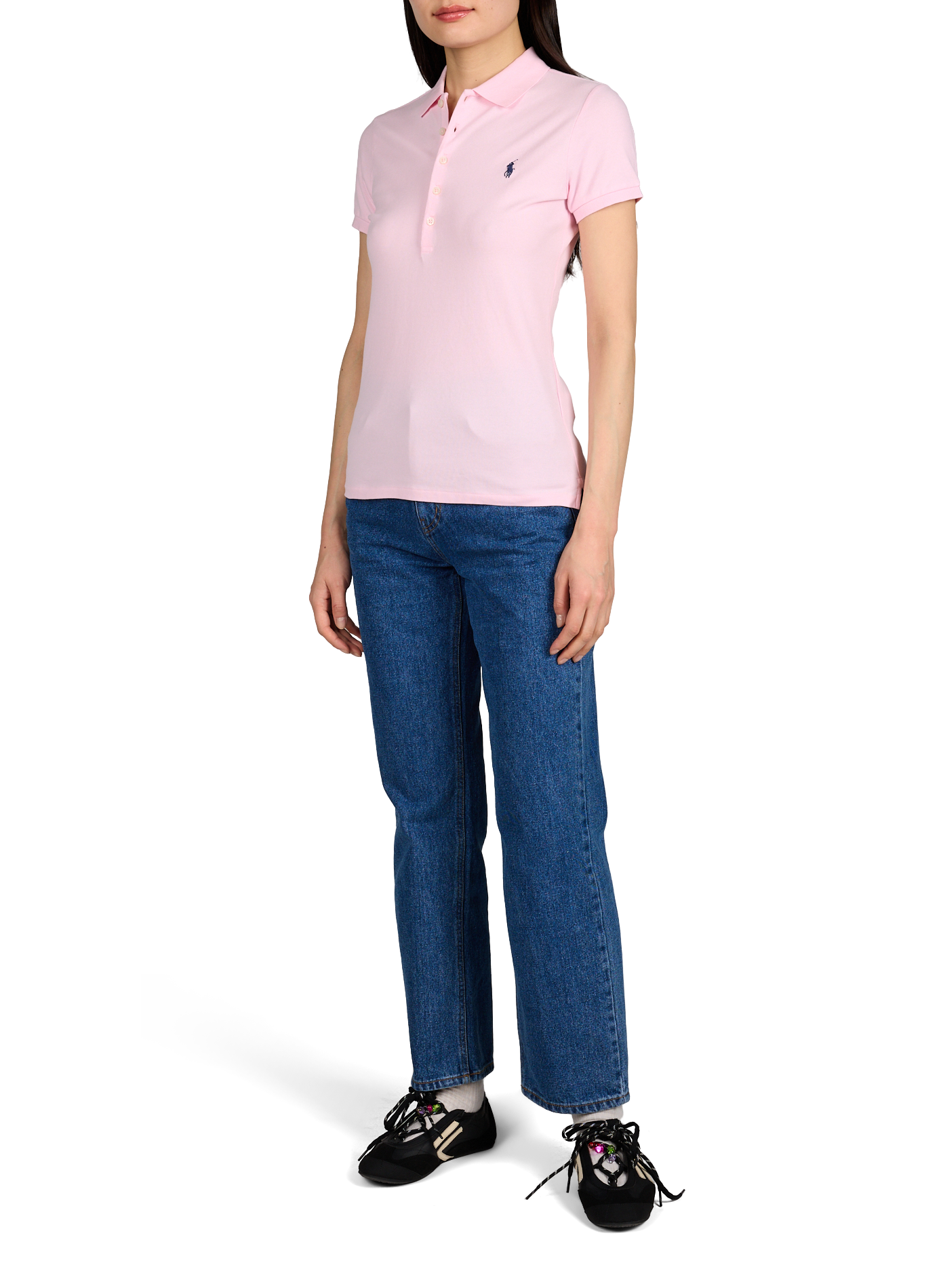 Polo manches courtes à logo en coton mélangé POLO RALPH LAUREN Rose