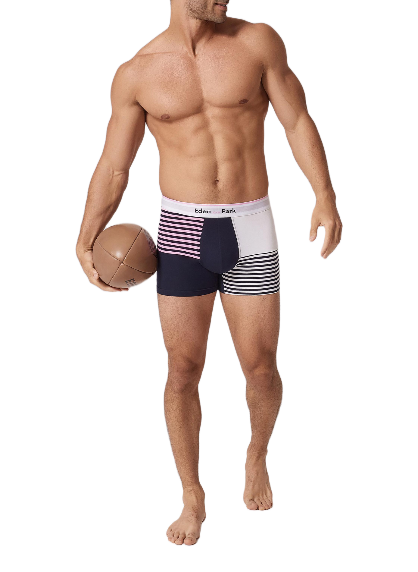 Colorblock stretch cotton jersey boxer EDEN PARK Multicolour