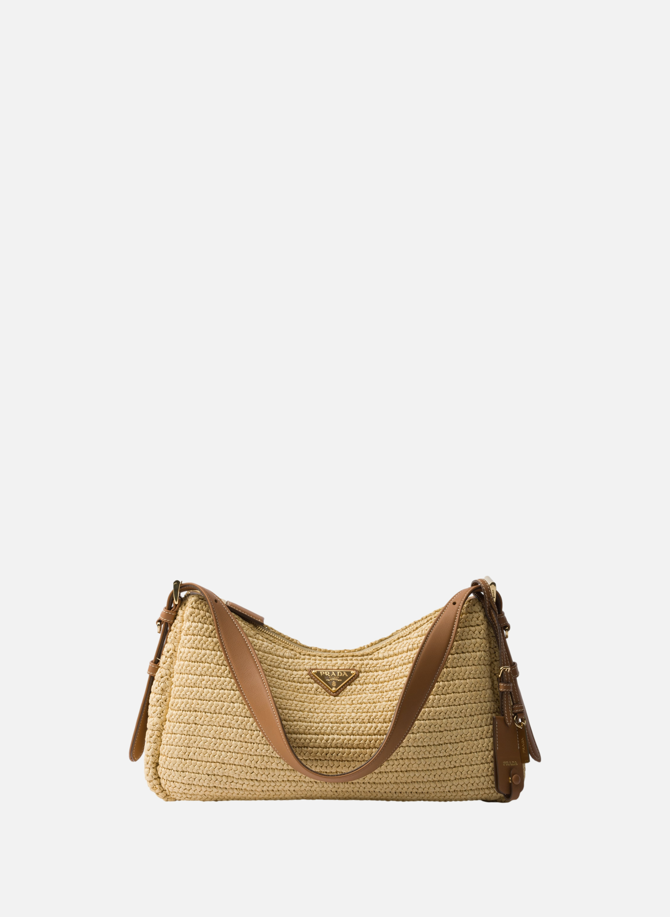 Grand sac prada aimée en crochet et cuir PRADA Beige