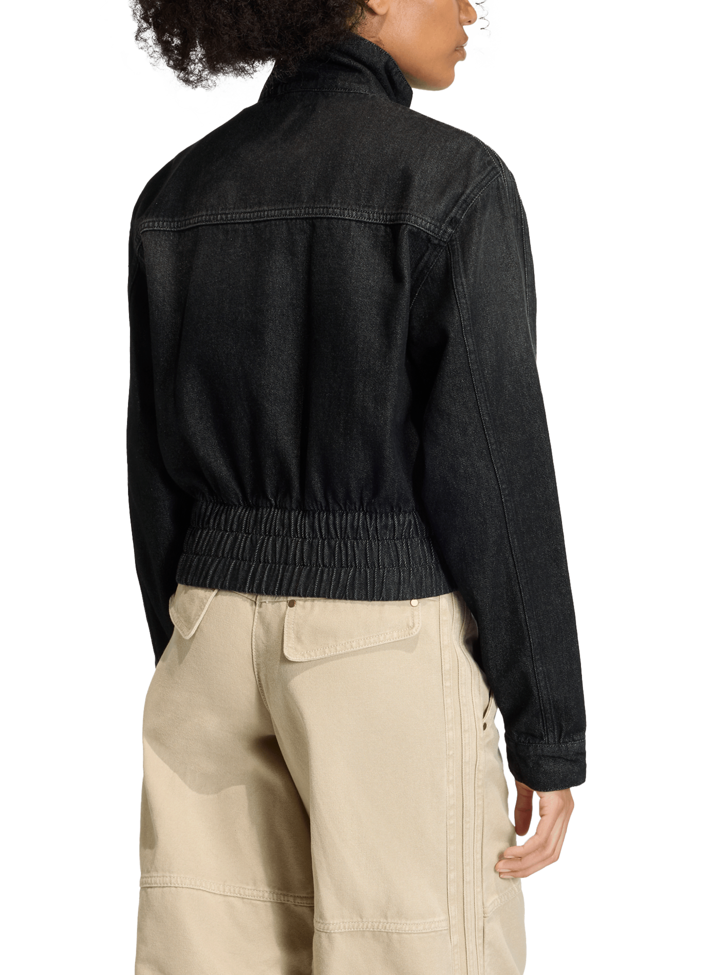 Veste de survêtement en denim de coton ADIDAS Noir