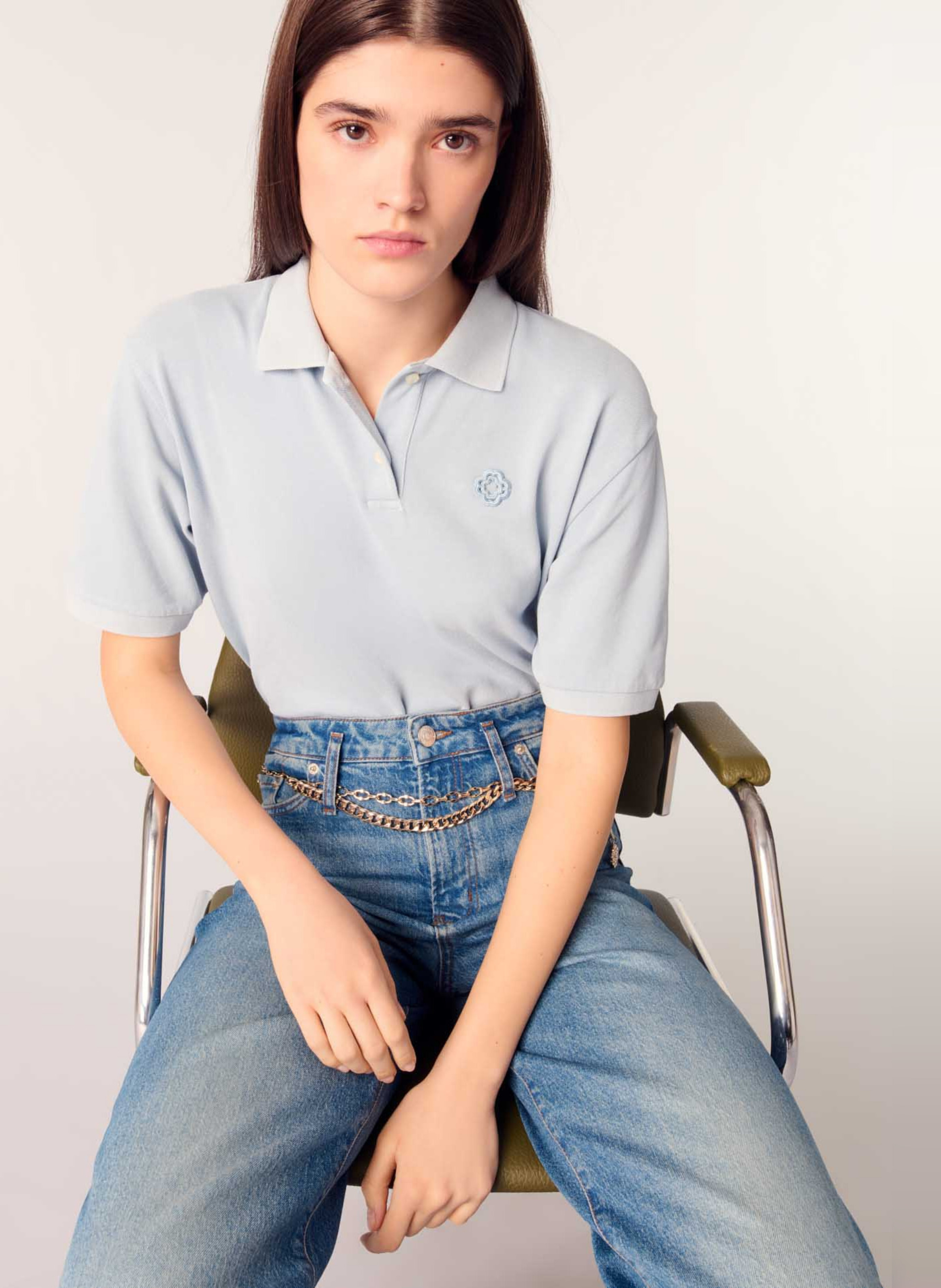 Jean large en denim de coton MAJE Bleu