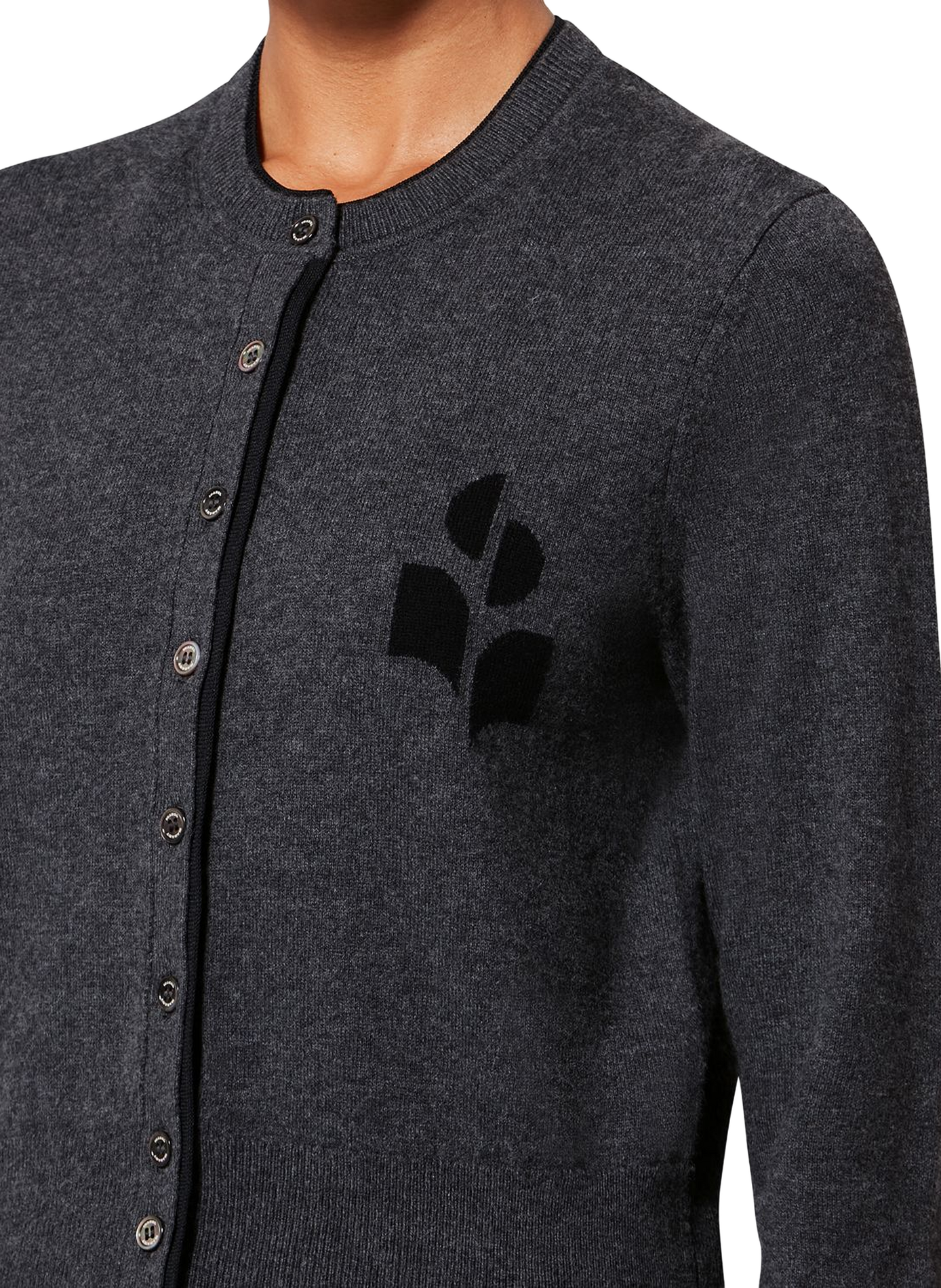 Cardigan mit Logo aus Baumwolle und Wolle ISABEL MARANT Grau