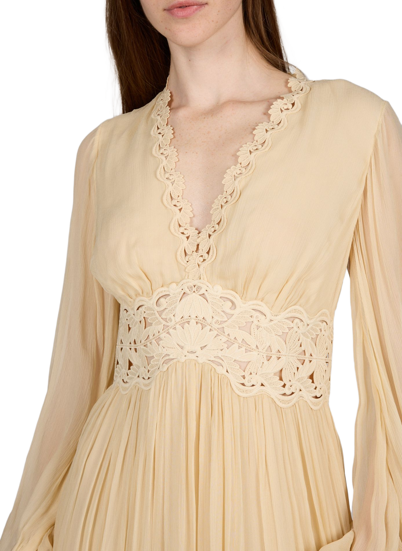 Pleated dress with puffed sleeves ZIMMERMANN White