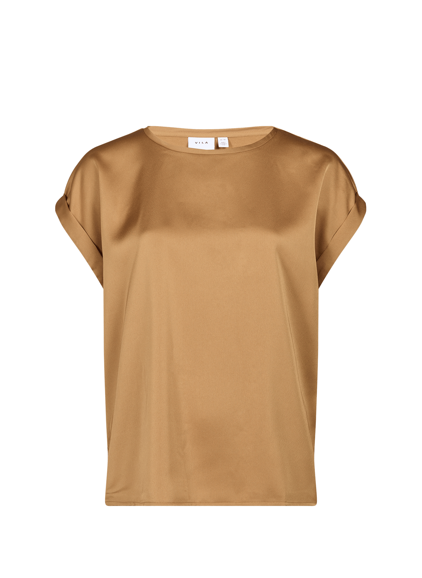 Satint-shirt mit Rundhalsausschnitt VILA Braun