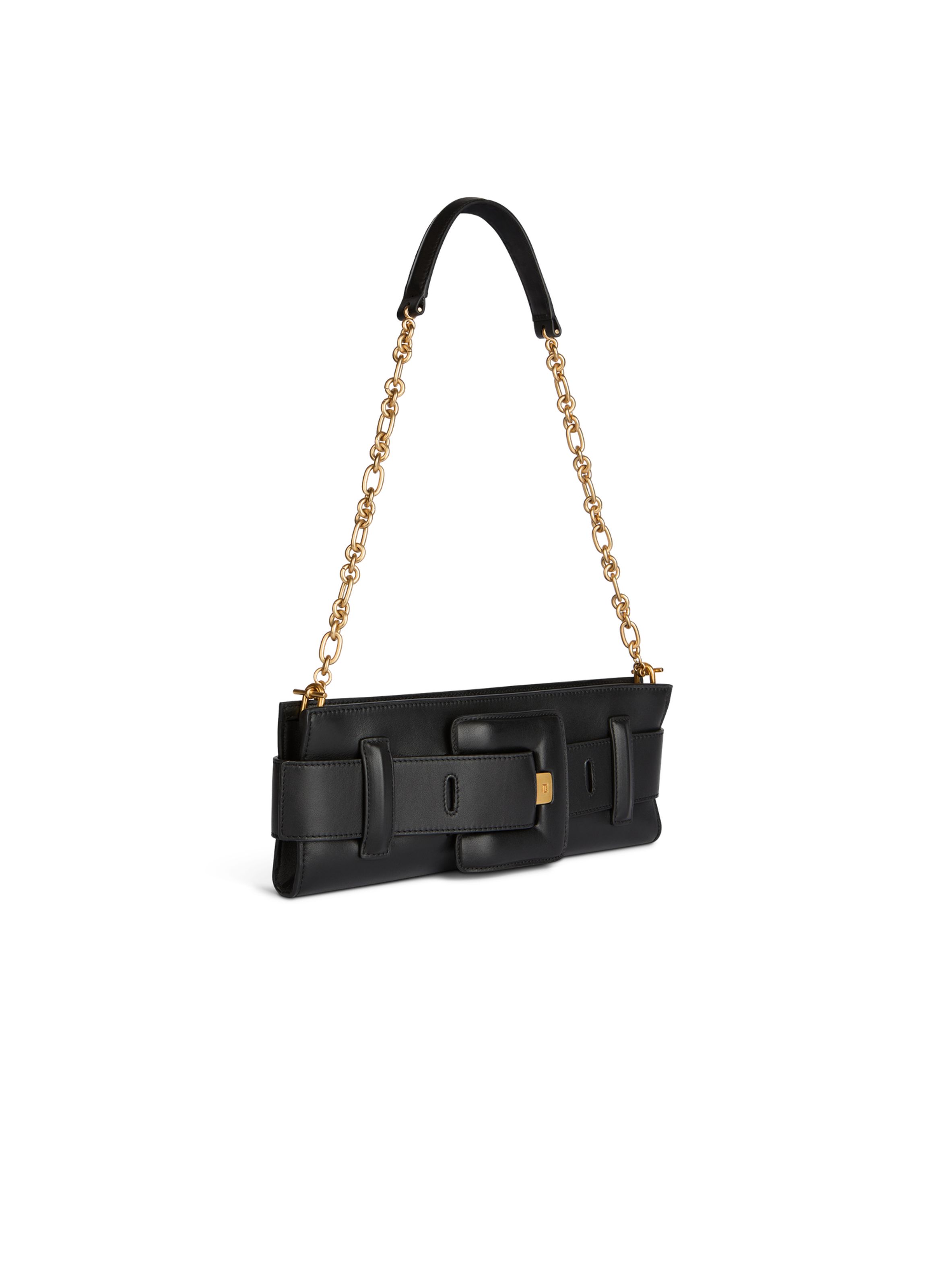 Pochette anthem en cuir lisse BALMAIN Noir