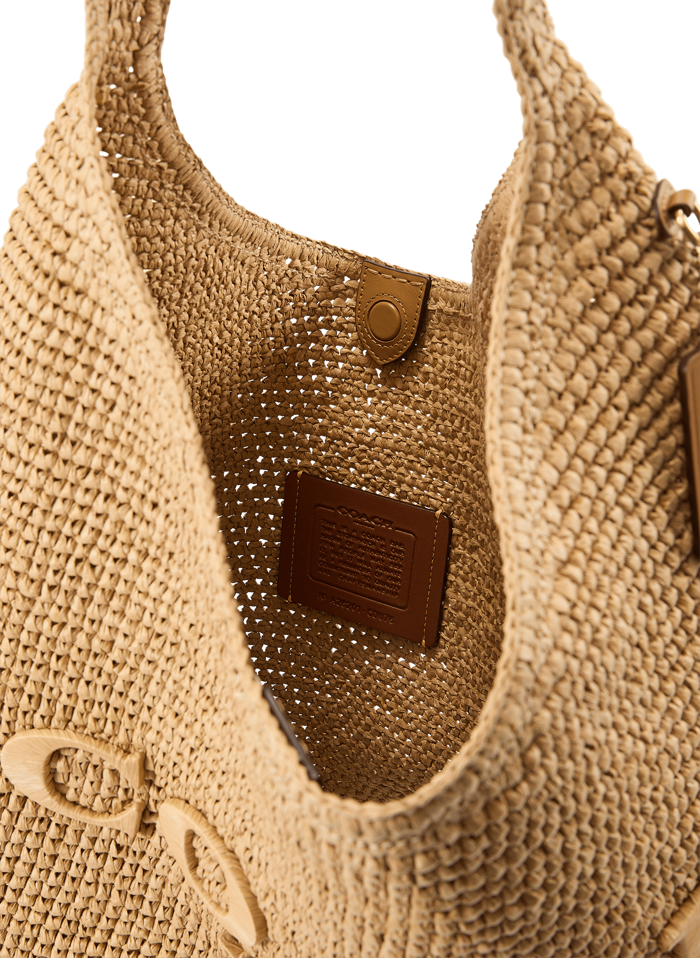Sac porté épaule en paille COACH Beige