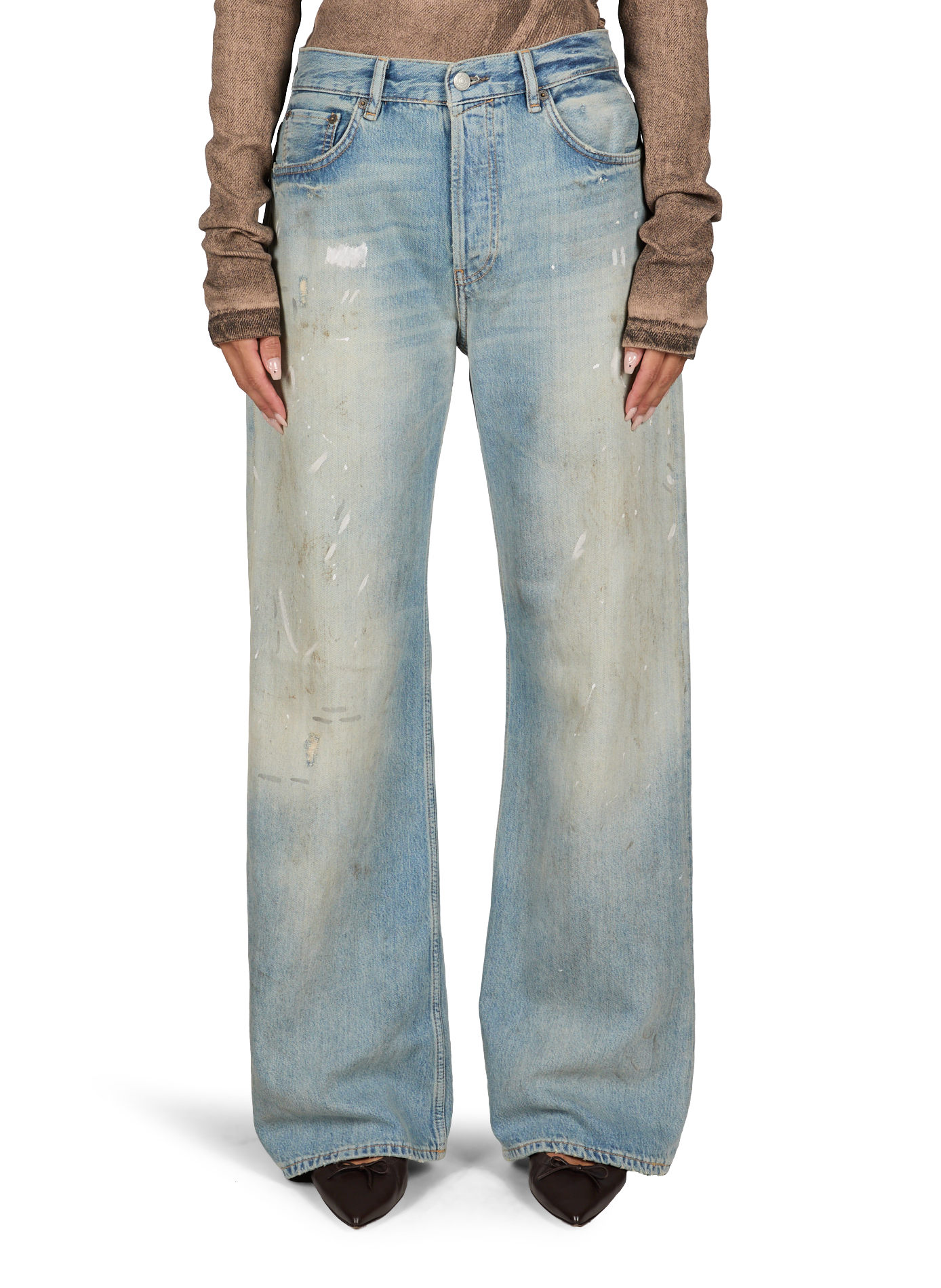 Jeans sbiaditi in misto cotone ACNE STUDIOS Blu