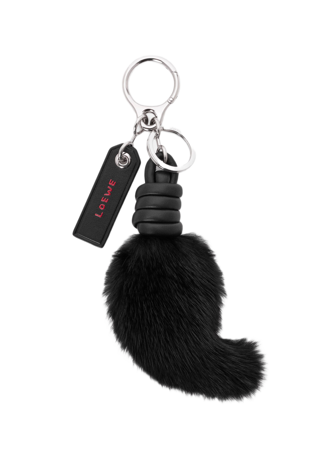 Anhänger für Handtaschen mit Löwenschwanz aus Nerz und Kalbsleder LOEWE Schwarz