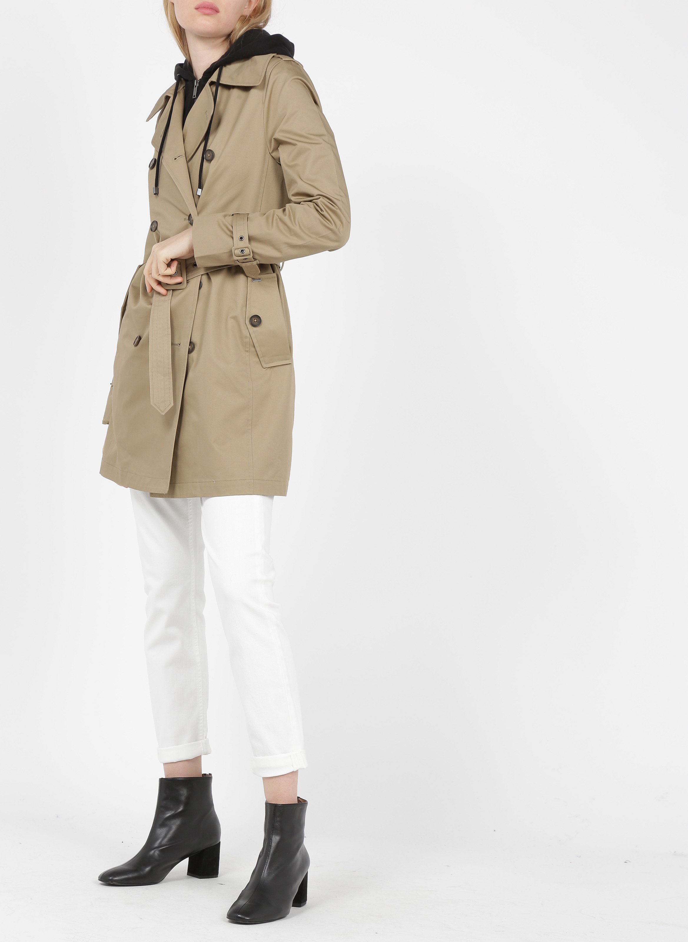 Trench à capuche amovible en coton | Beige IKKS Femme