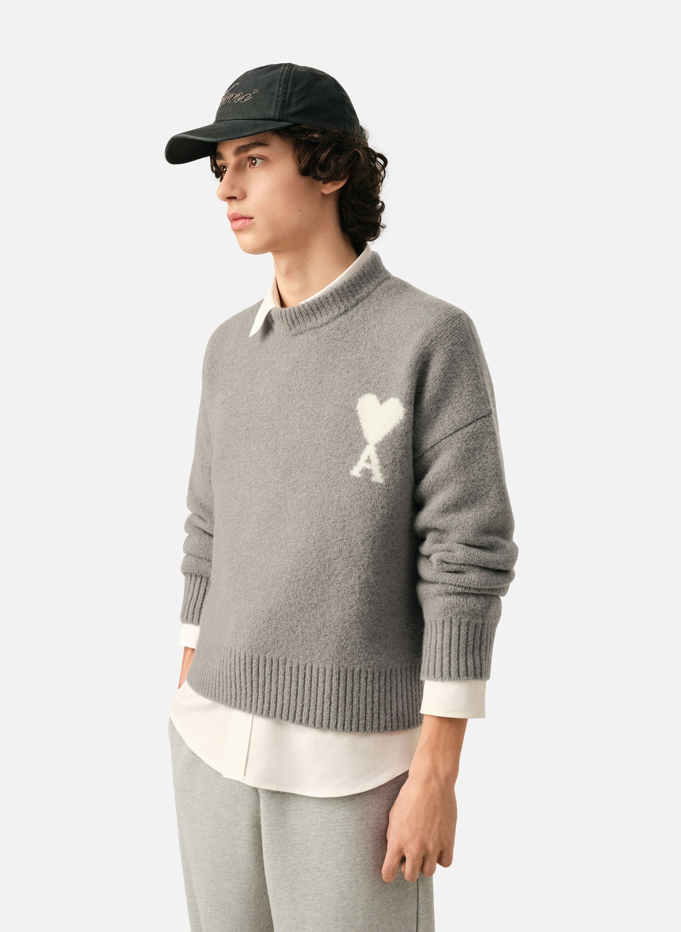 Pull unisexe en alpaga ami de coeur AMI PARIS Gris