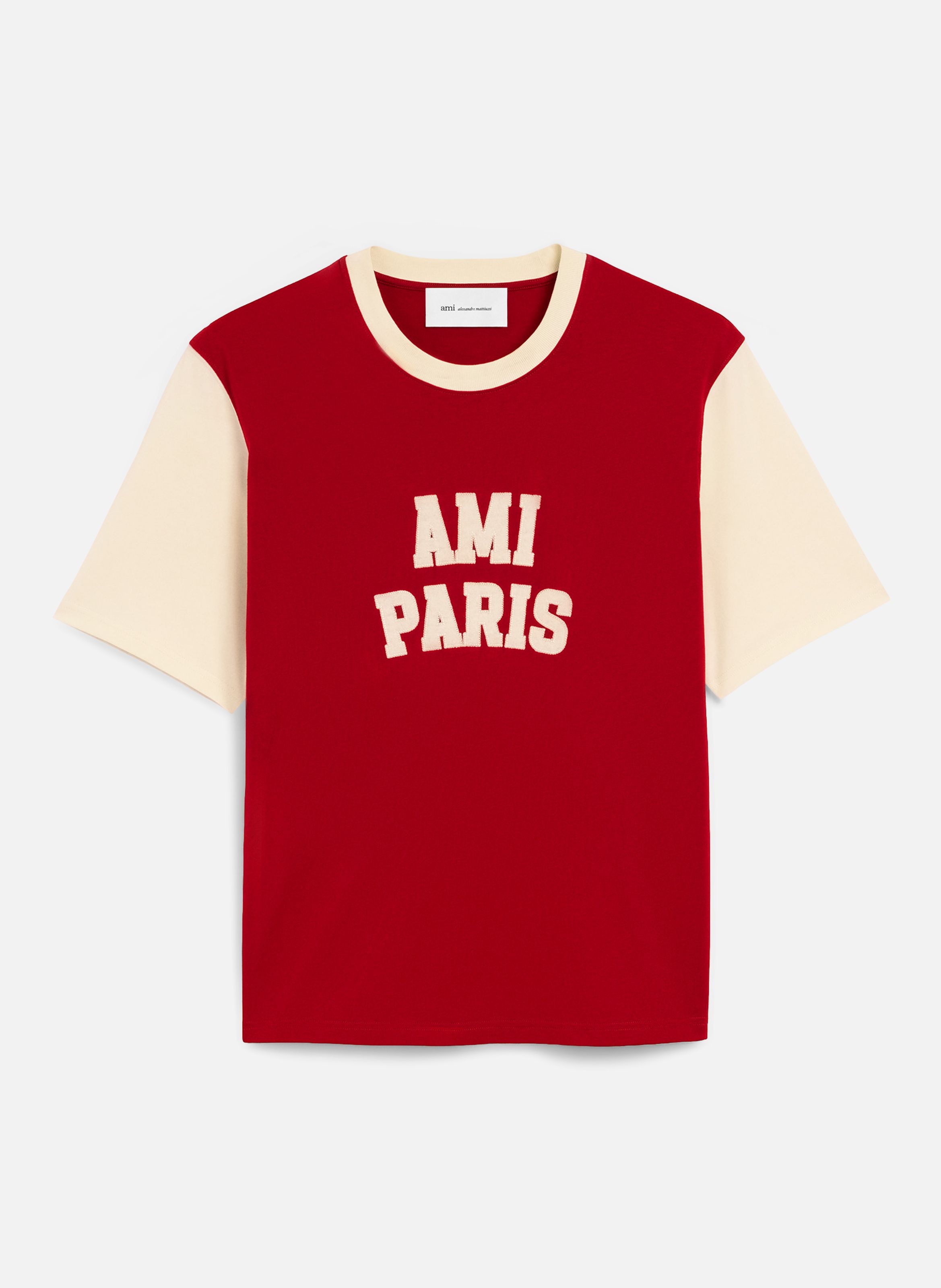 T-shirt unisexe en coton broderie ami paris AMI PARIS Rouge