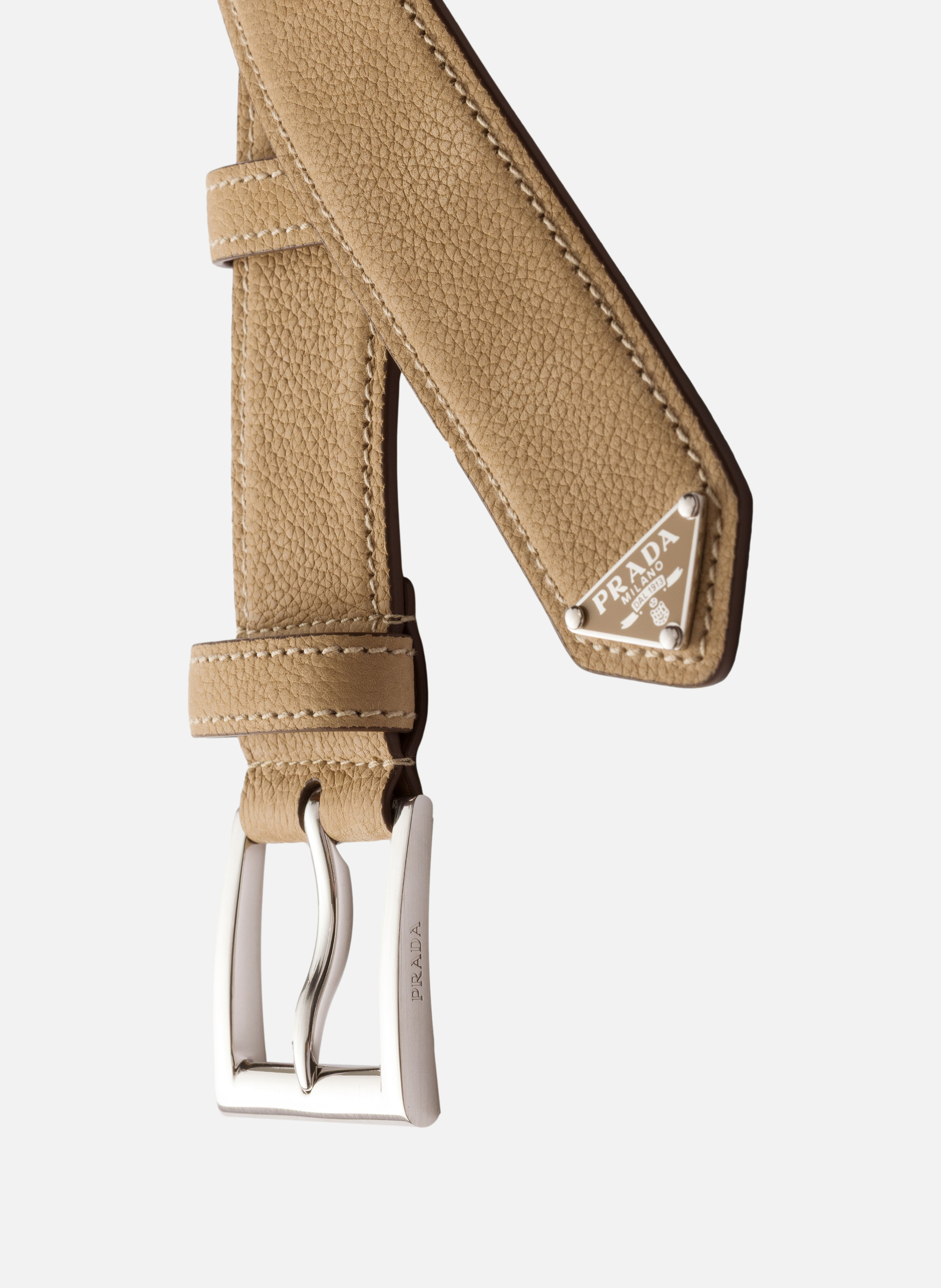 Ceinture en cuir nubuck PRADA Beige