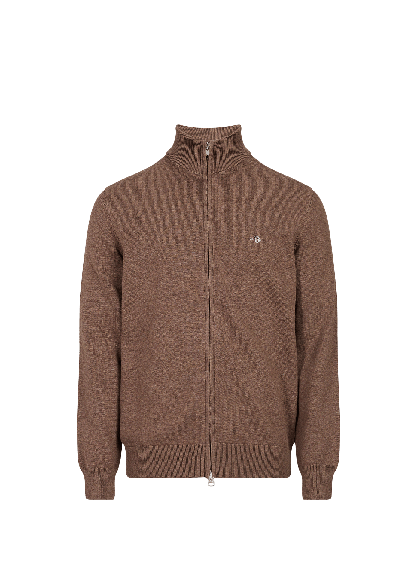 Geribbeld katoenen vest met ritssluiting. GANT Bruin