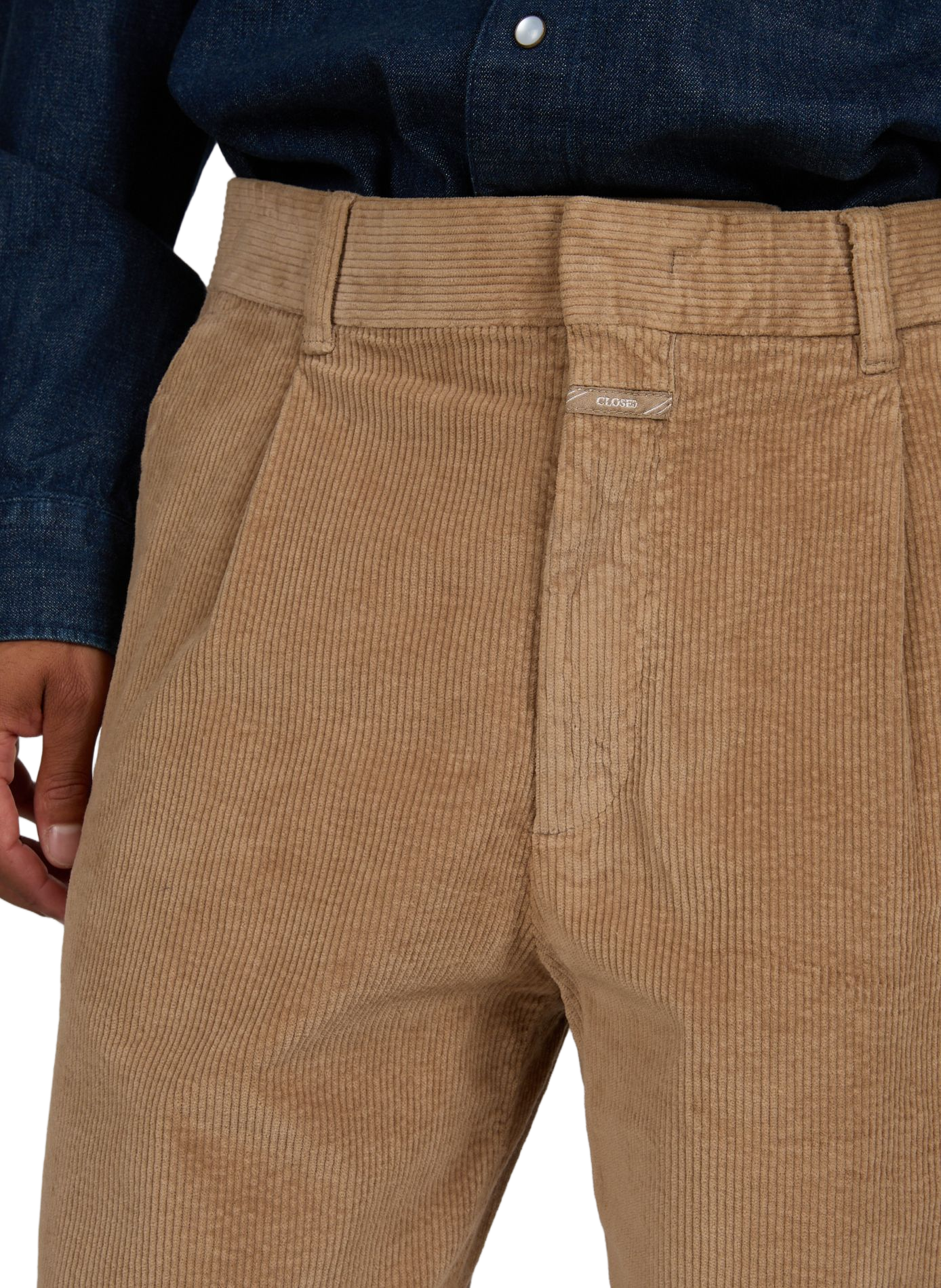 Straight cotton-blend trousers CLOSED Beige