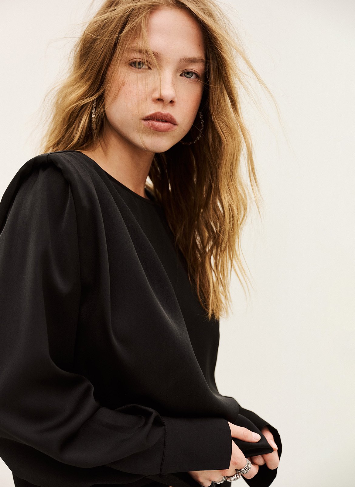 Blouse met lange mouwen in effen Cadie BA&SH Zwart