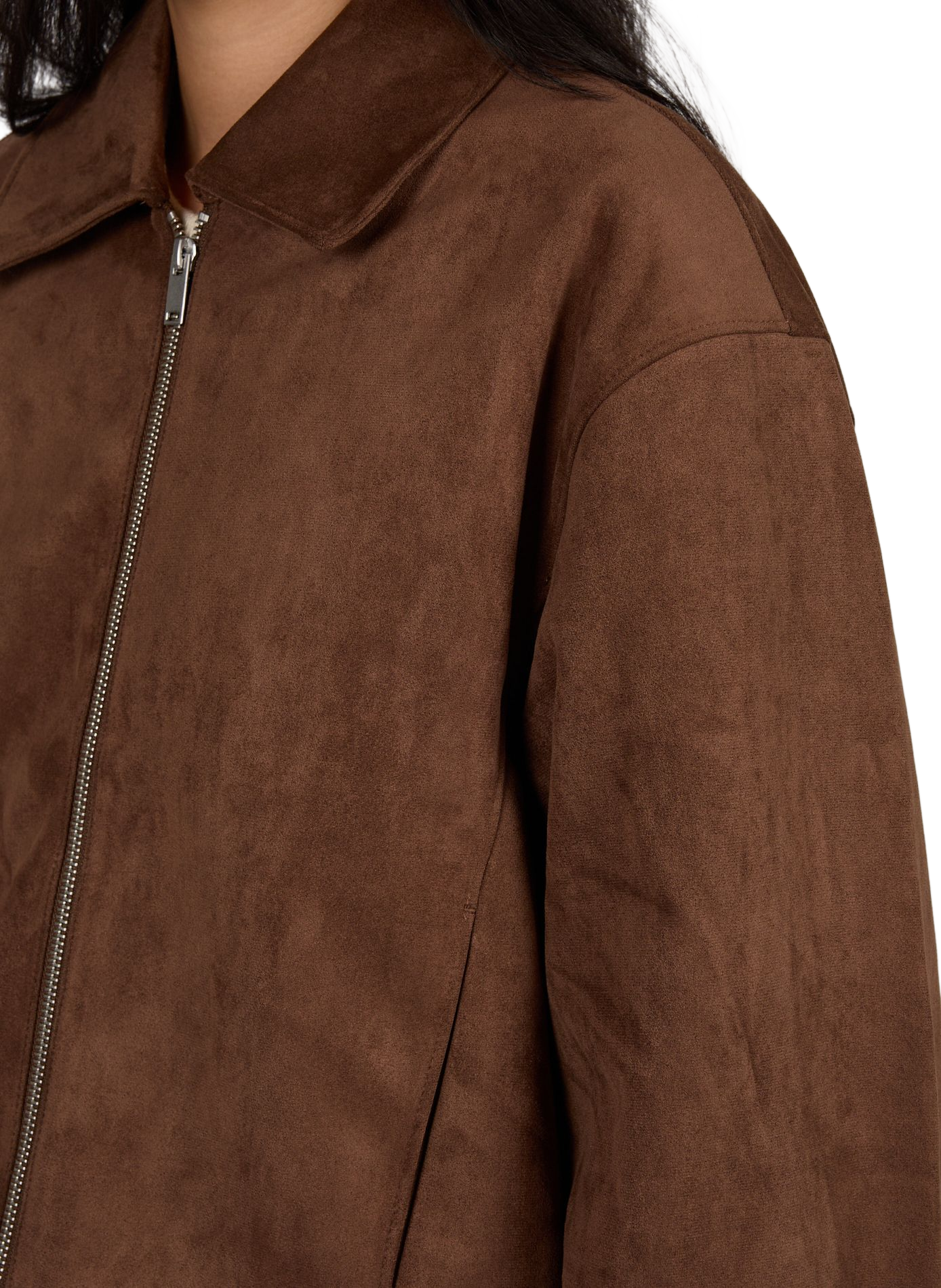Faux suede bomber jacket OBJECT Brown
