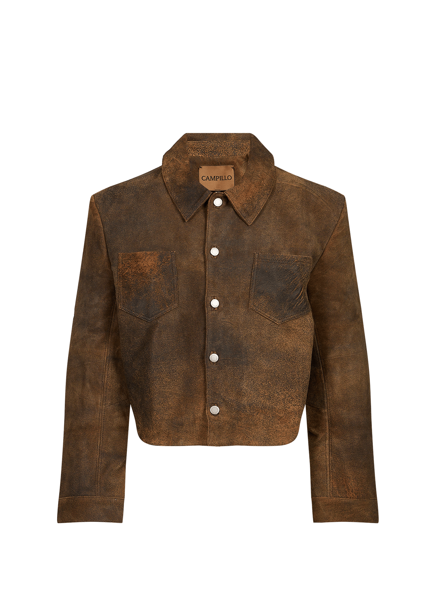 Rigida straight classic collar leather jacket CAMPILLO Brown