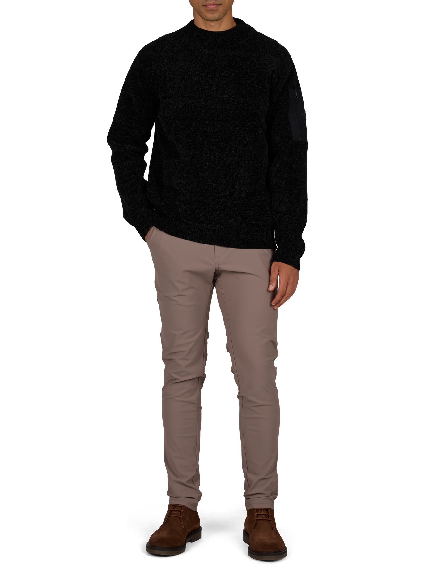 Round neck straight solid color sweater 1789 CALA Black