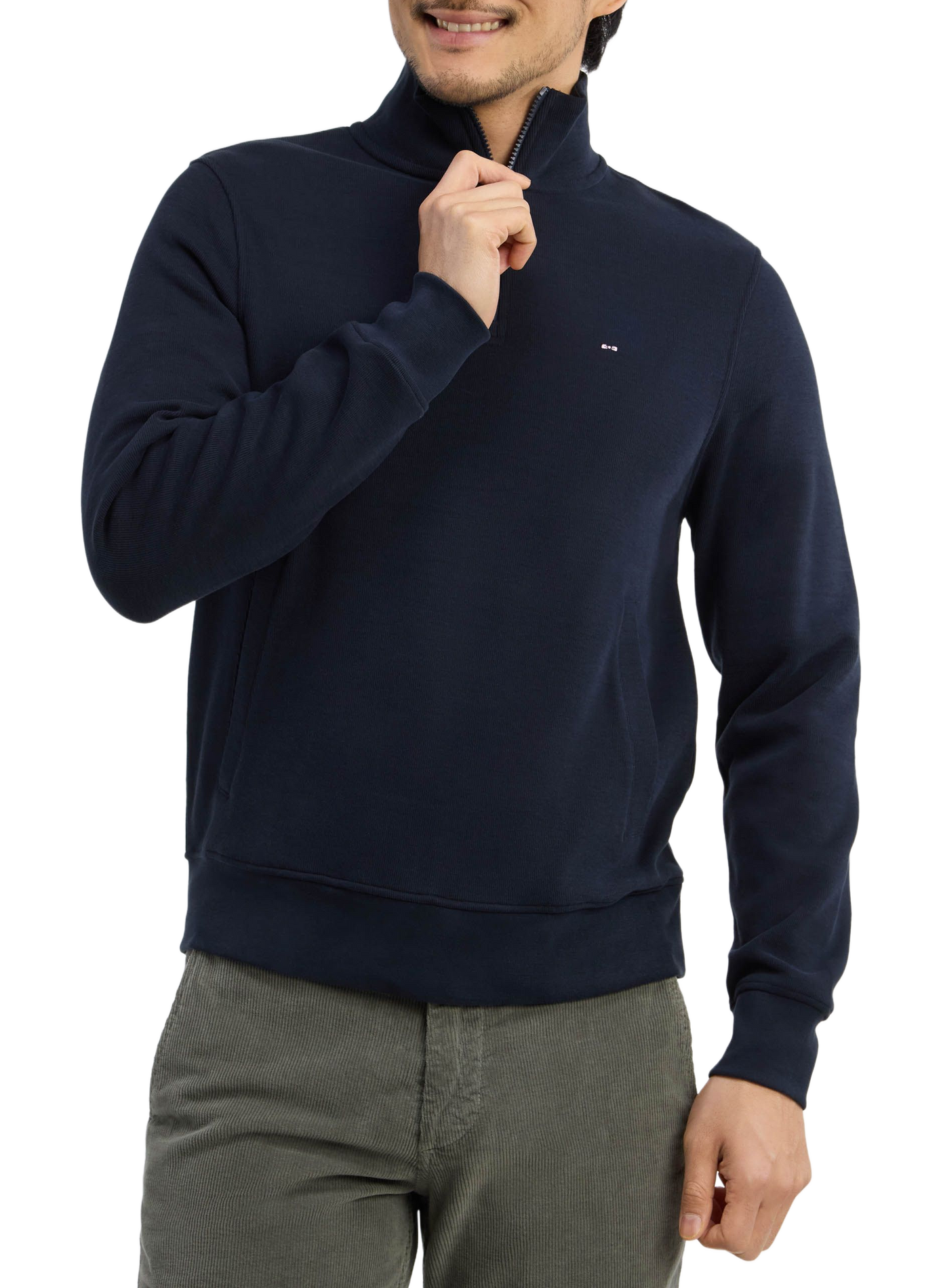 Pull col camionneur en coton EDEN PARK Blauw